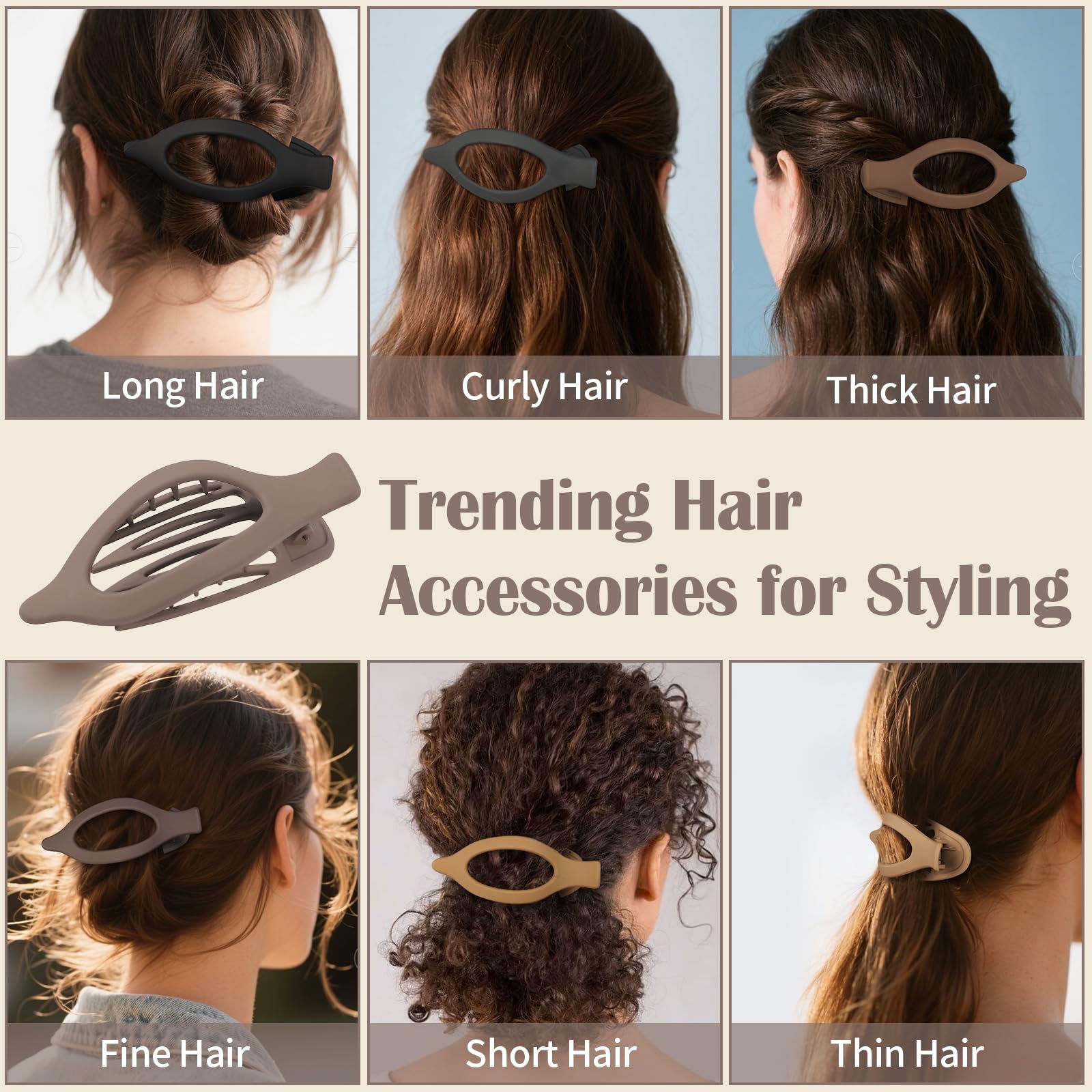 9 Pack Flat Hair Clips for Women, Matte Claw Clips for Thick & Thin Hair (Multicolor)