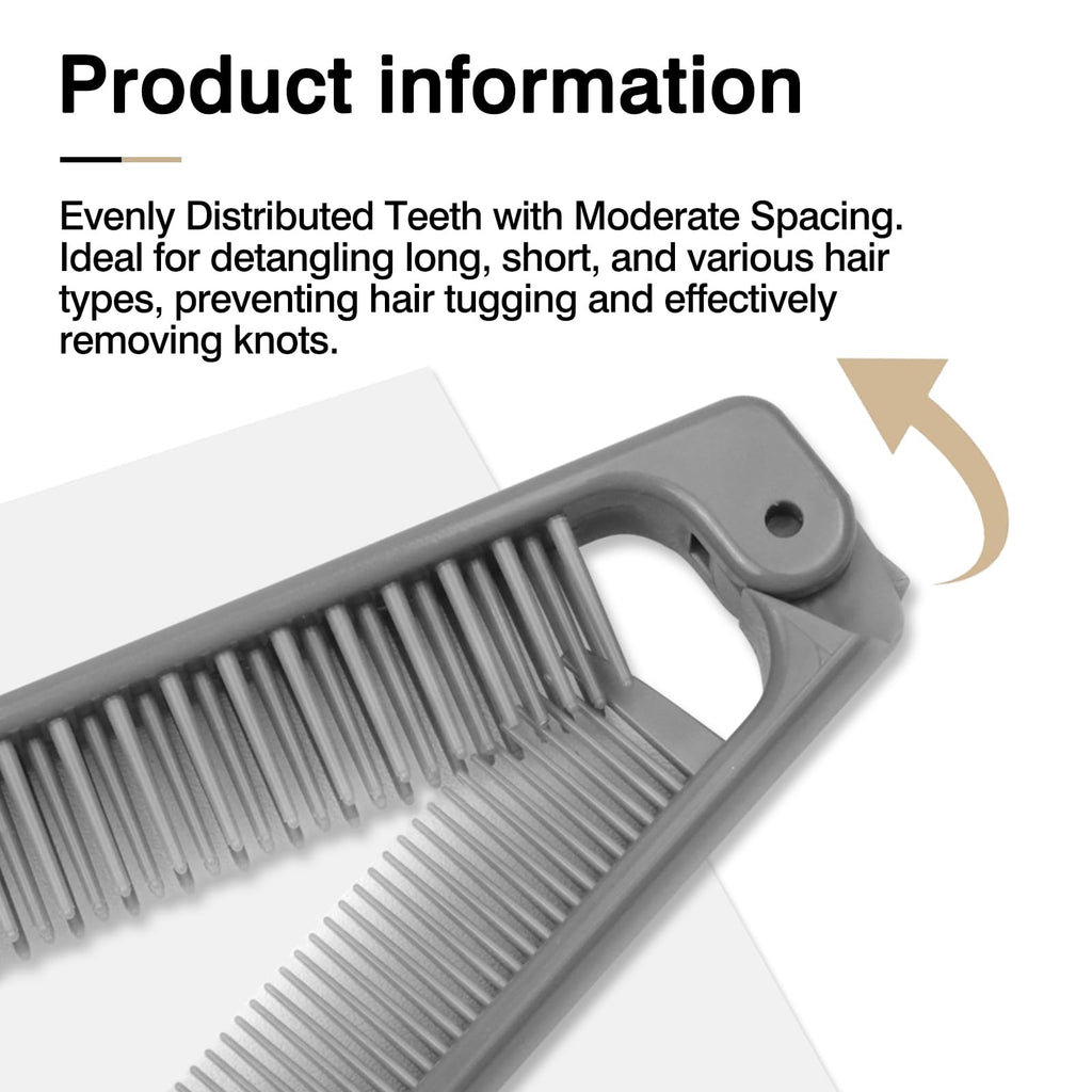 3-Piece Pocket Folding Comb Set – Portable Travel Hair Brushes with Dual-Headed Design, Compact and Colorful (Gray, Purple, White)