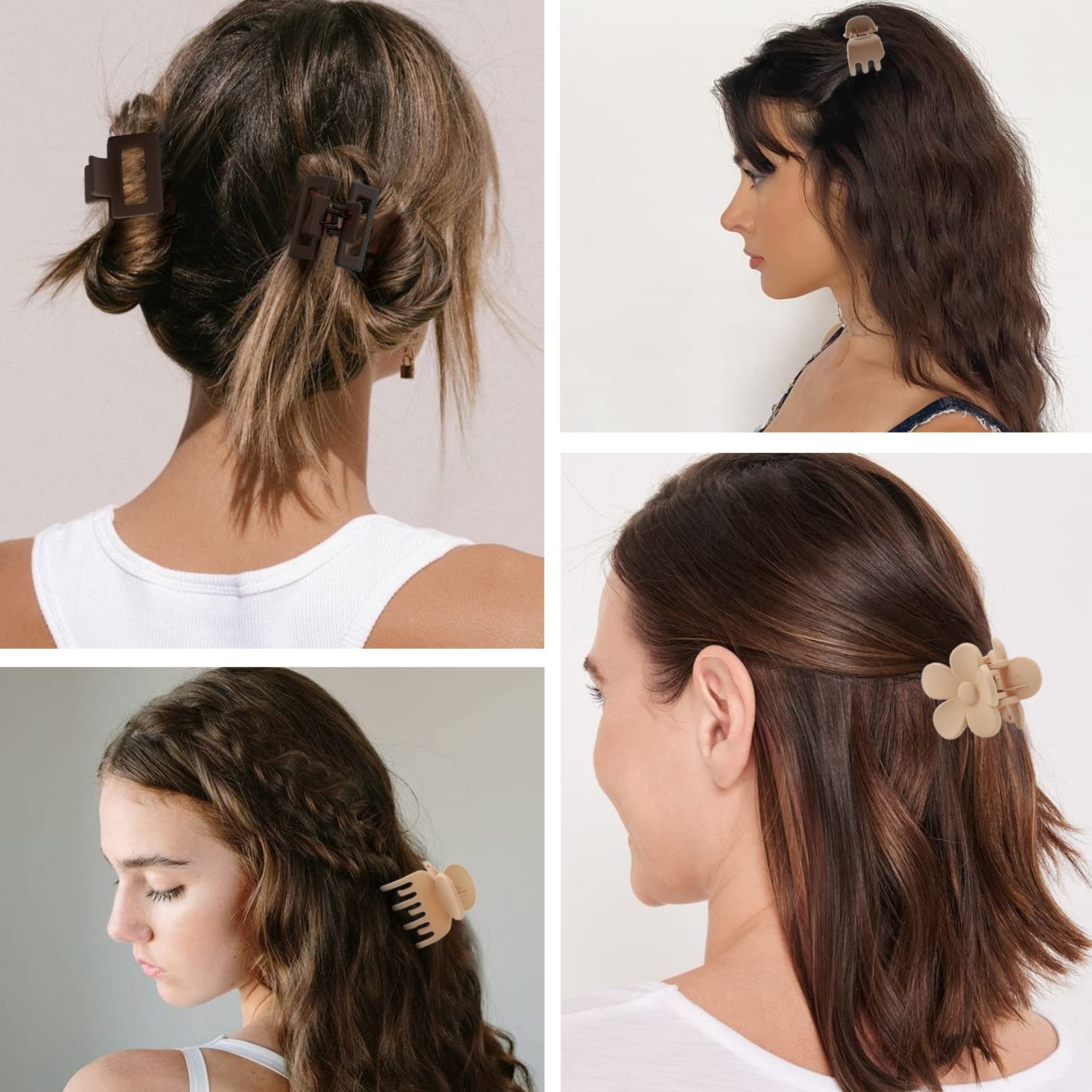 16 PCS Small Hair Clips for Women & Girls, Durable Matte Claw Clips for Thin Hair, Strong Hold NonSlip Medium Hair Claw Clips, Mini Hair Clips, Cute Hair Accessories, 4 Shapes Gifts Holiday