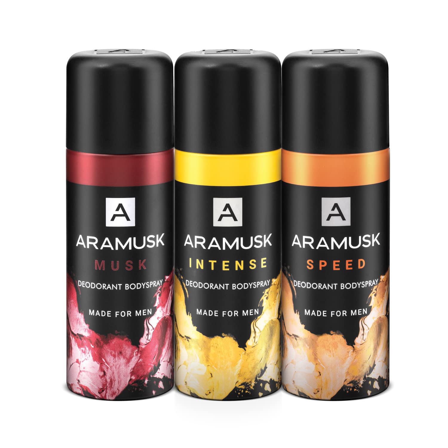 Aramusk Deodorant For Men With Long Lasting Fragrance| Musk, Intense, & Speed Everyday Wear Body Spray Assorted Pack| 150ml Each