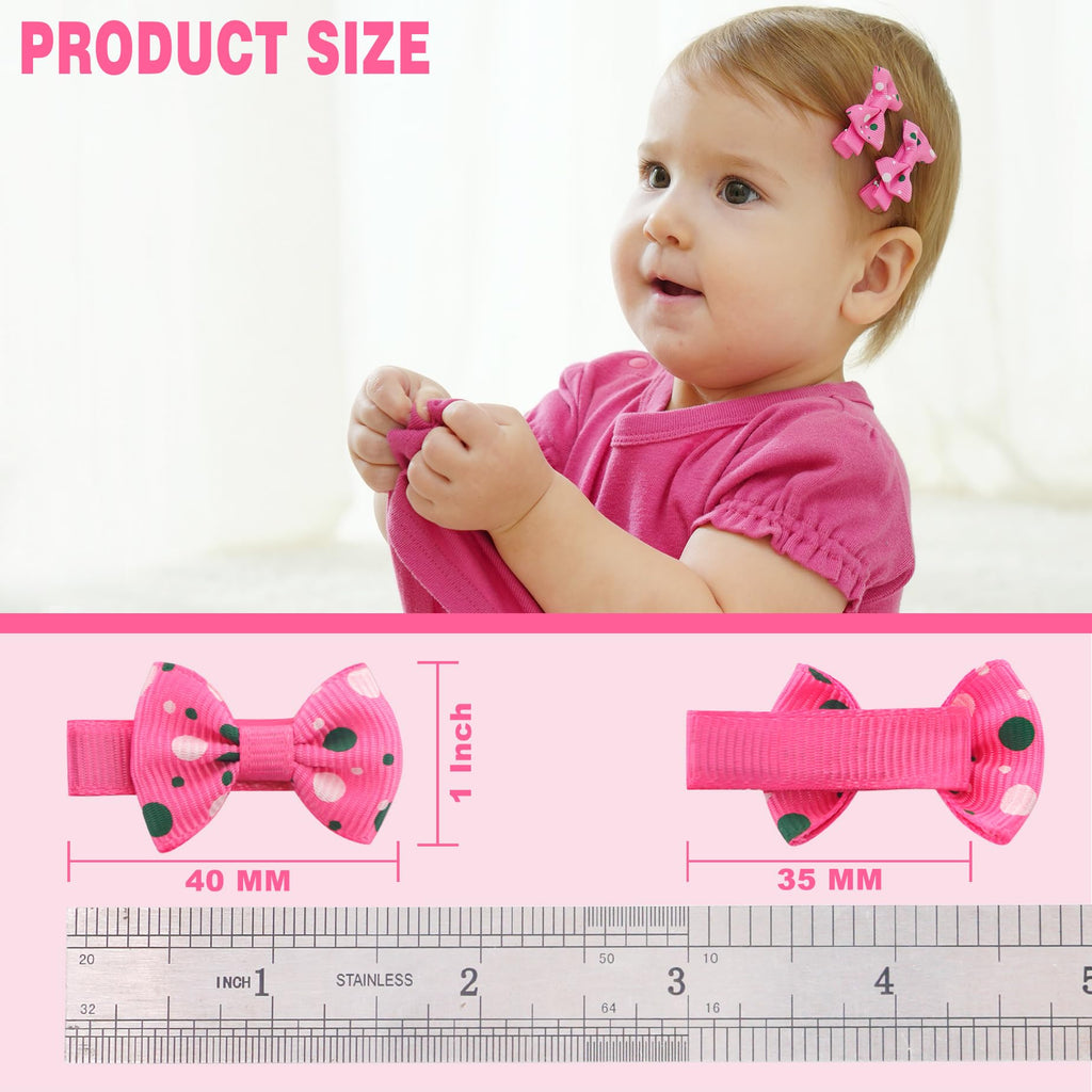 60Pcs Baby Girl Hair Bows 1.6 inch Mini Tiny Small Fully Lined Clips for Infant Toddlers (30 pairs)