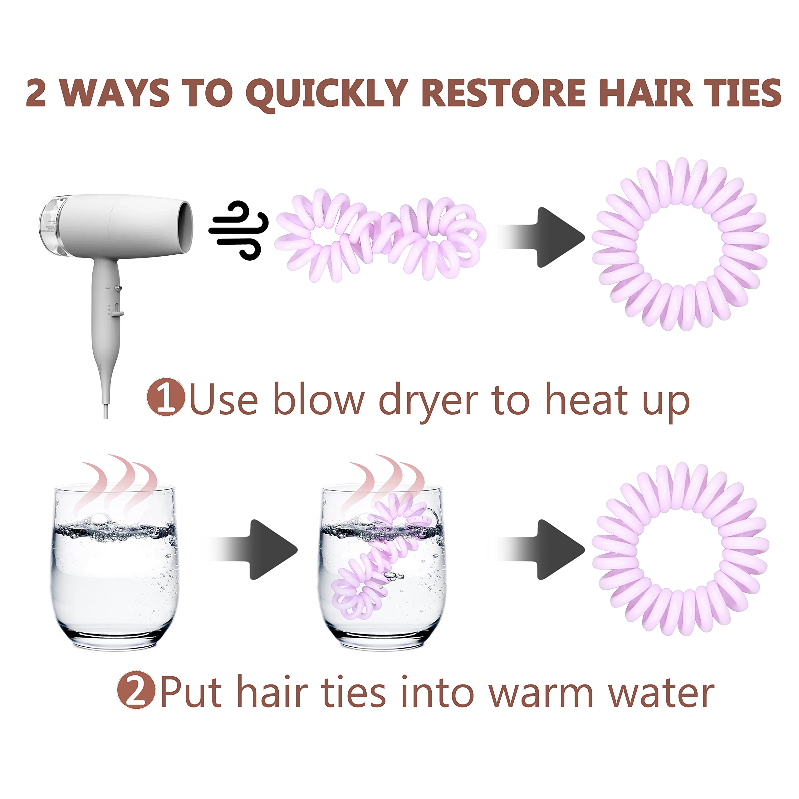 20 Pack Hair Elastics, No Crease Spiral Hair Ties Hair Bands Multi Color Waterproof Phone Cord Hair Scrunchies Hair Coils Accessories for Women Girls…