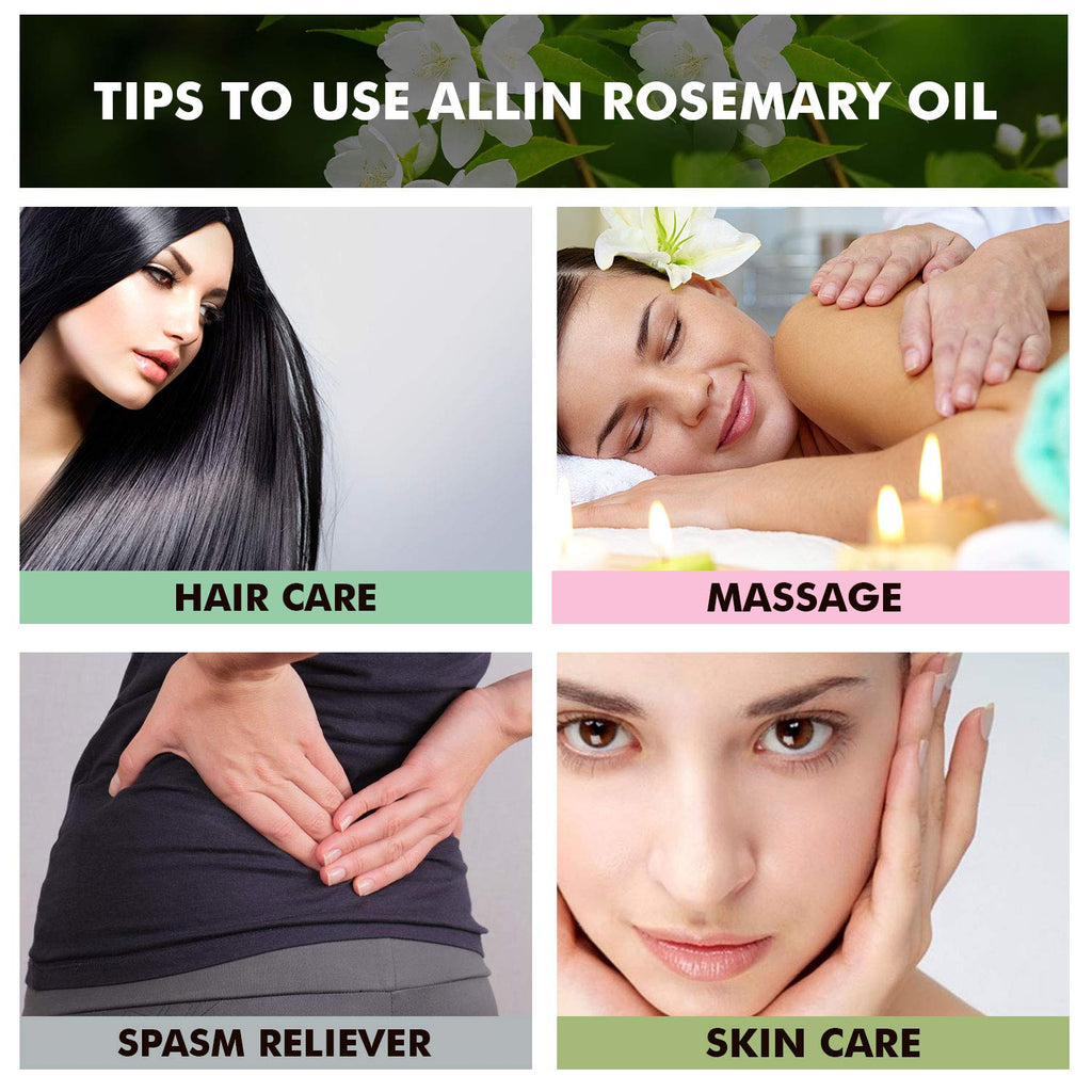 Allin Exporters Rosemary Essential Oil Natural Pure Therapeutic Grade for Hair Growth Skin Massage & Diffuser Aromatherapy (15 mL)
