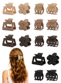 16 PCS Small Hair Clips for Women & Girls, Durable Matte Claw Clips for Thin Hair, Strong Hold NonSlip Medium Hair Claw Clips, Mini Hair Clips, Cute Hair Accessories, 4 Shapes Gifts Holiday
