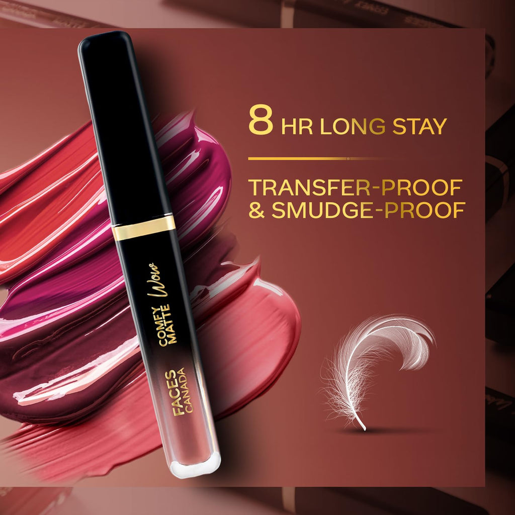 FACES CANADA Matte Mania Makeup Kit - Kajal (0.35g) + Lipstick (3.8ml) + Compact (9g) + Mascara (9.5ml) + Beauty Blender | Pack of 5 | Makeup Kit For Women