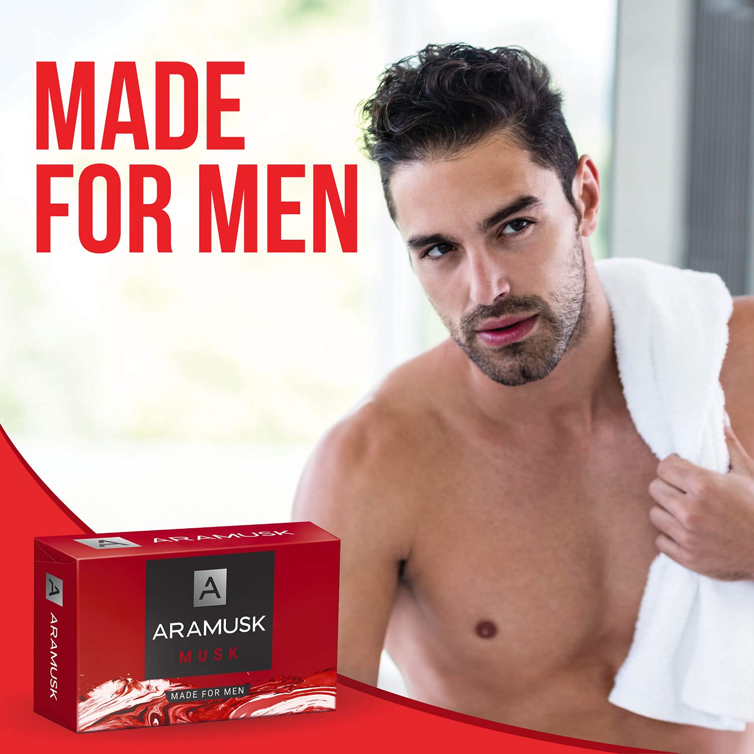 Aramusk Musk Soap for Men| Classic Musk Fragrance| Moisturising Bathing Soap Bar| Lasting Freshness & Nourishment| 125g (Pack of 16)