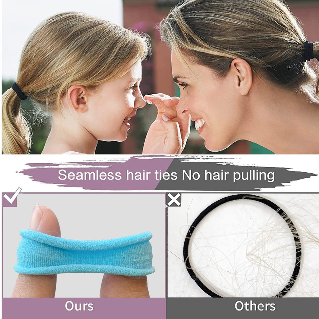120PCS Large 6 Colors Hair Ties,Cotton Seamless Ponytail Holders,Women No Damage Elastic Hair Bands for Thick Hair,Girls Hair Accessories