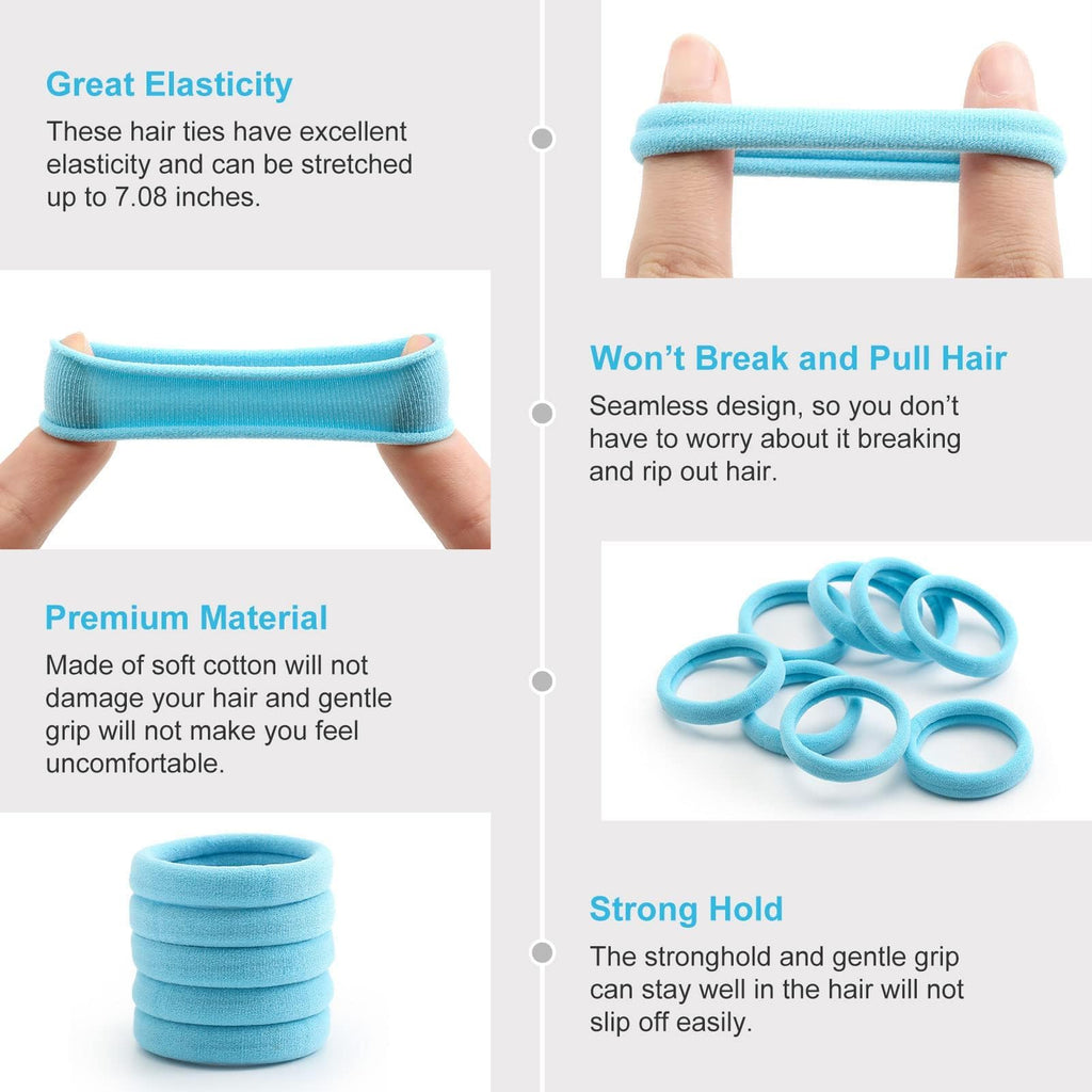 100 Pcs Thick Seamless Spring Hair Ties, Ponytail Holders Hair Accessories No Damage for Thick Hair (Spring Colors)