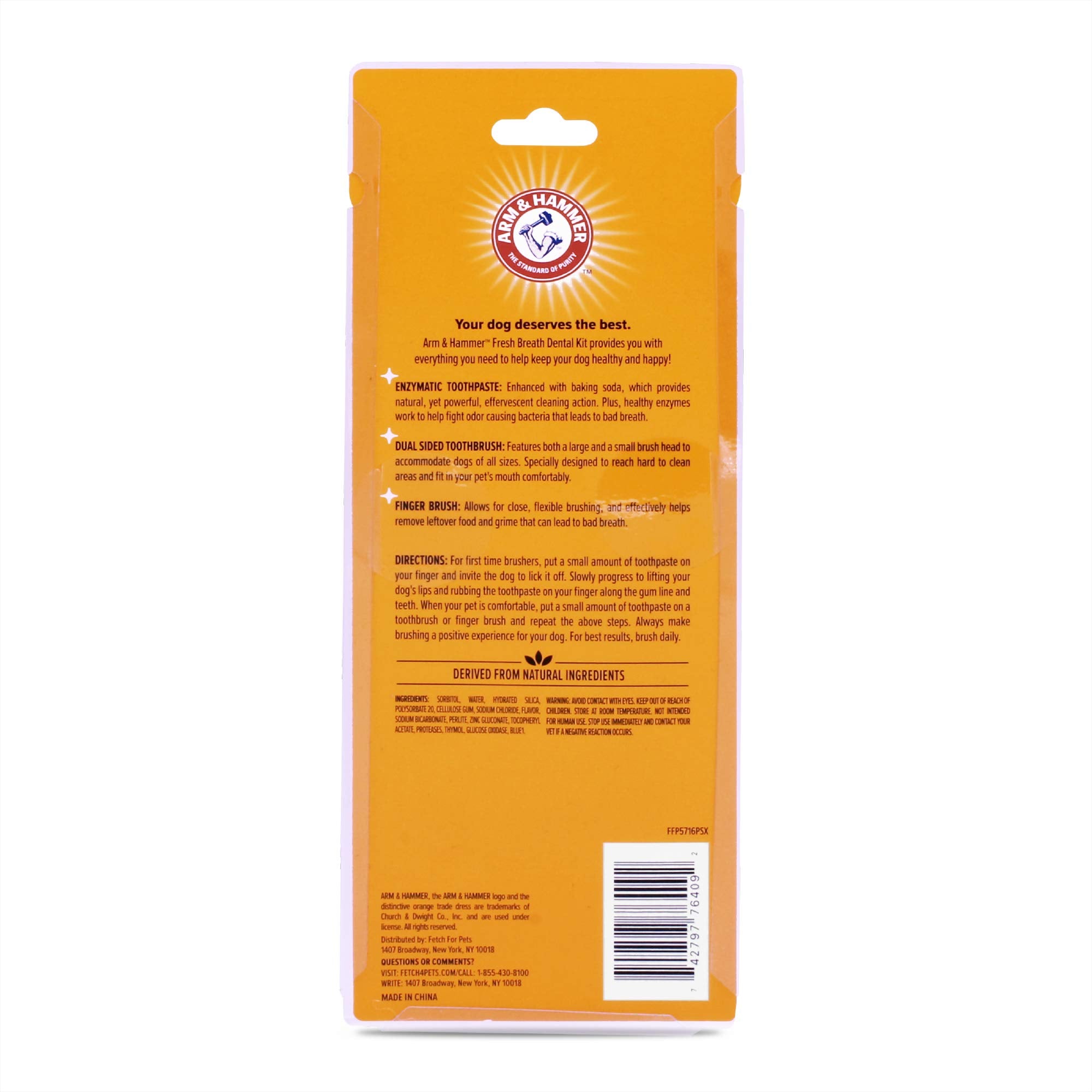 Arm & Hammer for Pets Fresh Breath Kit for Dogs | Contains Toothpaste, Toothbrush & Fingerbrush | Reduces Plaque & Tartar Buildup | Safe for Puppies, 3-Piece Kit, Vanilla Ginger Flavor