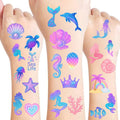 100PCS Glow in The Dark Mermaid Temporary Tattoos – Cute Ocean Sea Creatures Tattoo Stickers for Girls Birthday Party Favors, Waterproof Non-Toxic Kids Tattoos, Luminous Undersea Tattoos