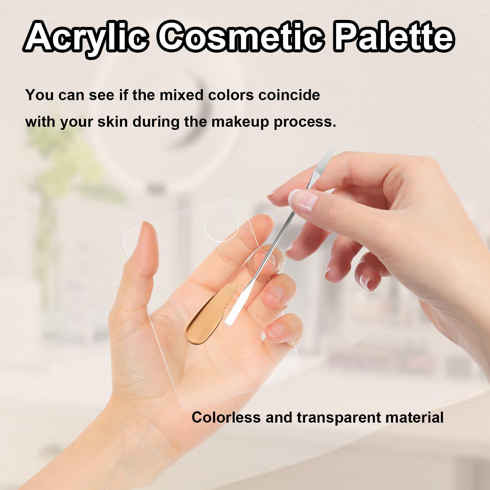 5pcs Professional Makeup Spatula Korean Set with Foundation Spatula Stainless Steel Makeup Palette Acrylic Cosmetic Palette,Reusable Beauty Tools for Facial Cosmetic,Nail Art,Pigment Blending