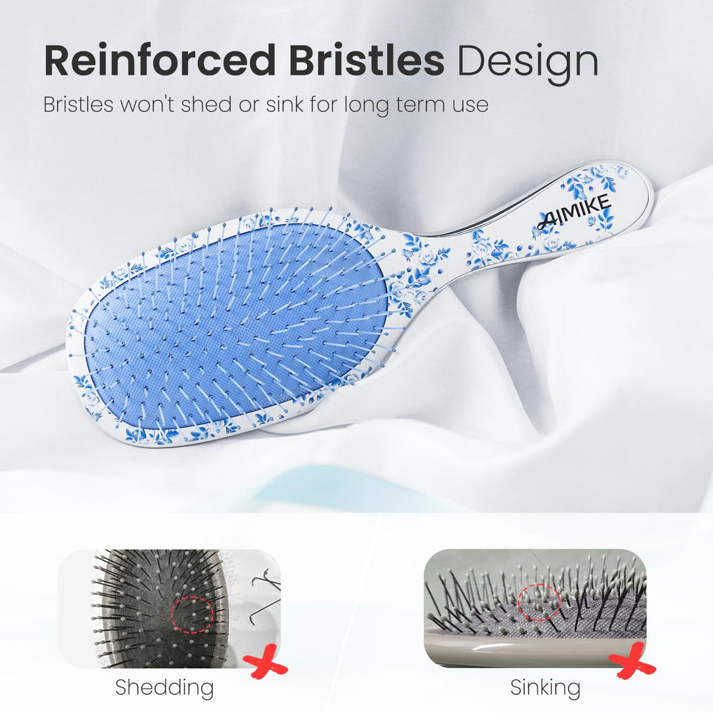 AIMIKE Porcelia Qing Detangler Brush, Pain-Free Detangling Brush with Soft FlexGlide Bristles, No Breakage or Pulling, Paddle Hair Brushes for Women Girls, Fast & Gentle Detangling for Thin Fine Hair