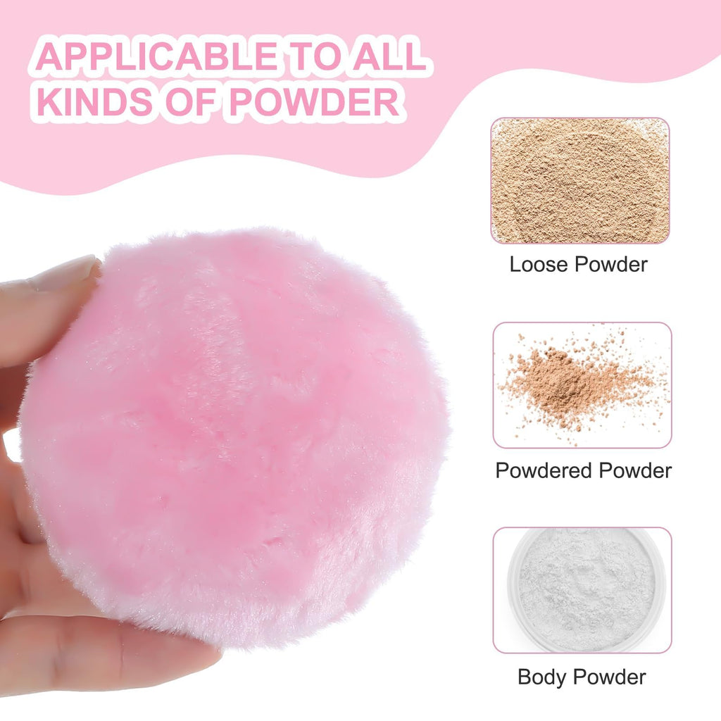2 PCS Powder Puff for Women, Soft Makeup Powder Puffs, Loose Powder Puff for Face and Body, Gentle Setting Powder Applicator, Travel-Friendly 90x30mm Beauty Blender Sponge