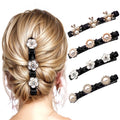 ANNA CREATIONS 4 Pcs Braided Hair Clip, Sparkling Crystal Stone Braided Hair Clips, Fashion Hair Accessories for Women & Girls Hair Bands with Rhinestone and Pearl, Stylish Clip Barrettes