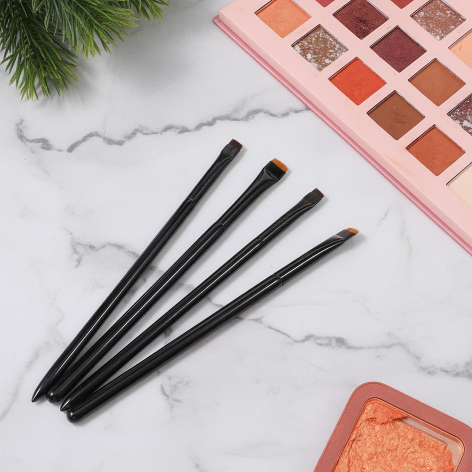 4 Pcs Eyebrow Brush Eyeliner Brush Set Eye Makeup Tool Ultra-Thin Angled Flat Precision Makeup Brushes for Women Beauty Cosmetic, Black