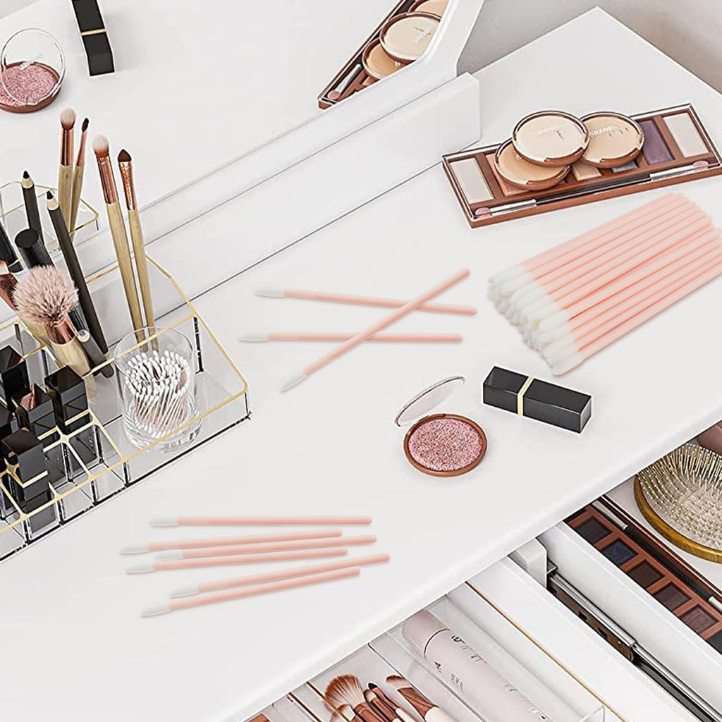 50 Pcs Disposable Lip Wands Applicator, Lipstick Brush,Makeup Gloss Wands,Makeup Applicator Beauty Tool Kits (light pink, 50pcs)