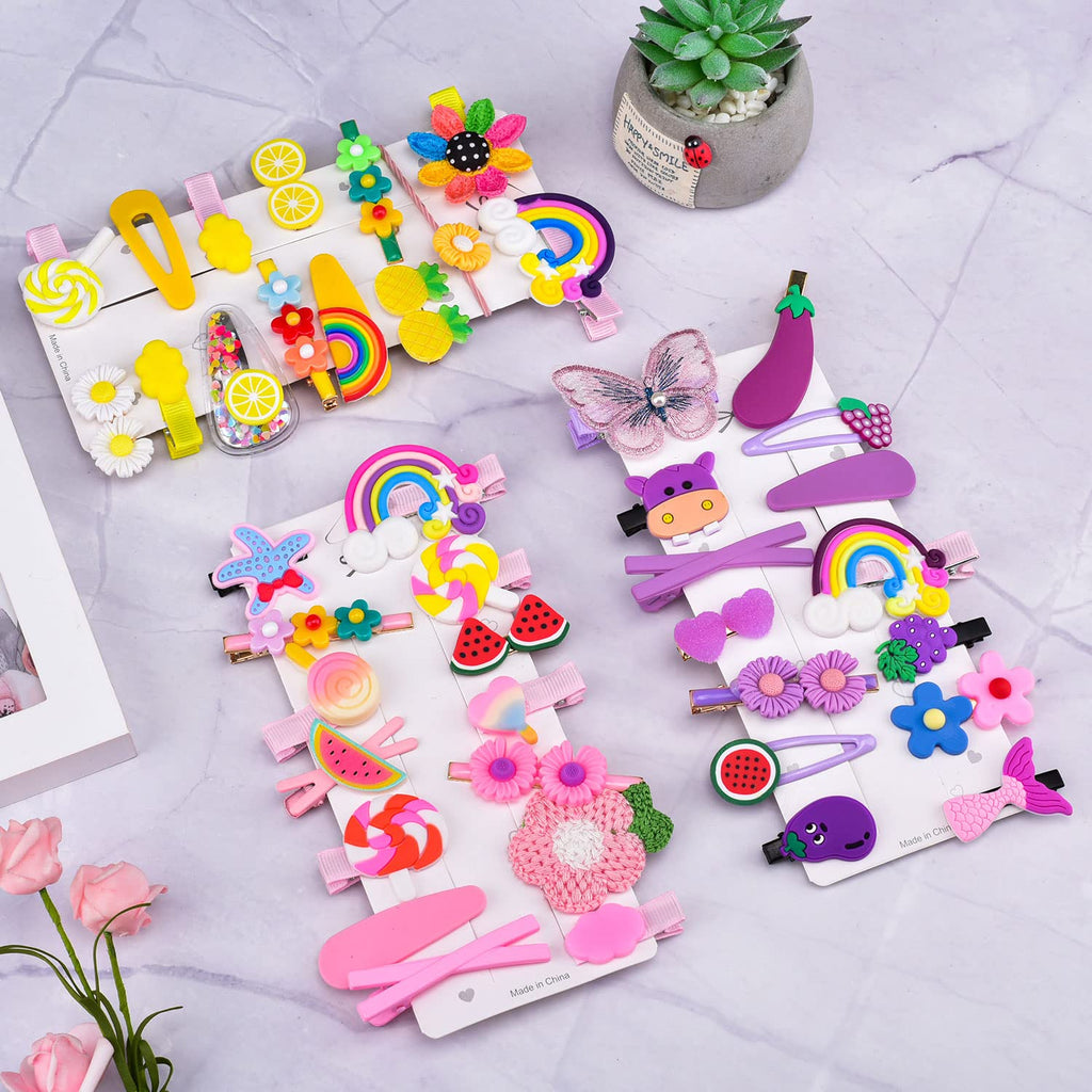 42 Pieces Baby Hair Clips, Hair Pin, Barrettes for Girls, Toddler Girls Hair Accessories, Kids Hair Clips for Styling, Flower Rainbow Candy Fruits Butterfly Hair Barrettes