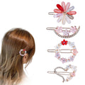 ANNACREATIONS 4 Pcs Korean Style Flower Metal Hair Lock Pin Clips, Hairpin for Women and Girls