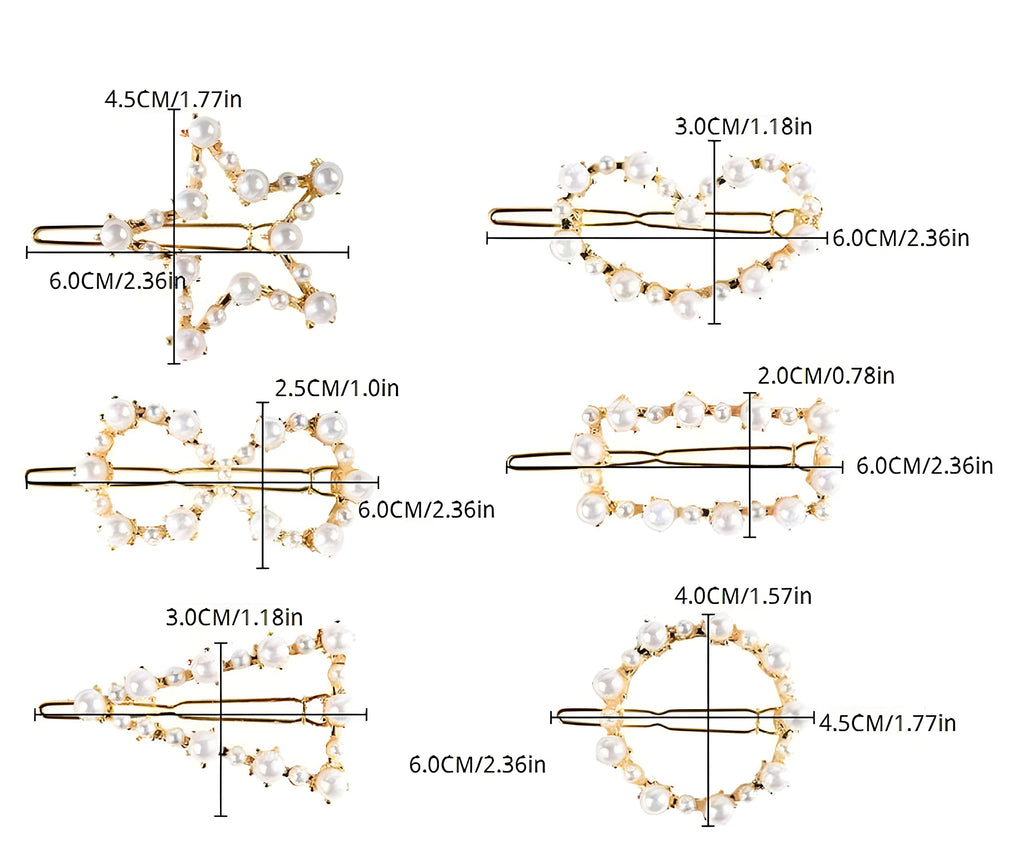 ANNACREATIONS 6 Pcs Korean Style Gold Metal Pearl Geometric Stone Lock Hair Pins Hair Clip Hair Accessories Jewellery for Women and Girls