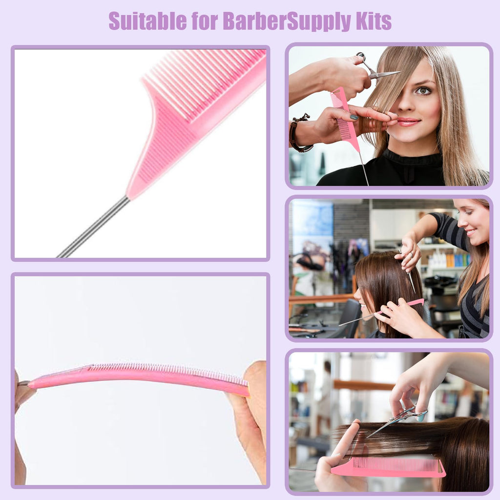 Ensemble de 10 peignes à queue de rat - Peigne à dents fines pour crêper les cheveux, idéal pour femmes et filles. Peigne à raie pour tresses et coiffures. Outils et accessoires de coiffure en acier inoxydable et fibre de carbone résistants à la chaleur.