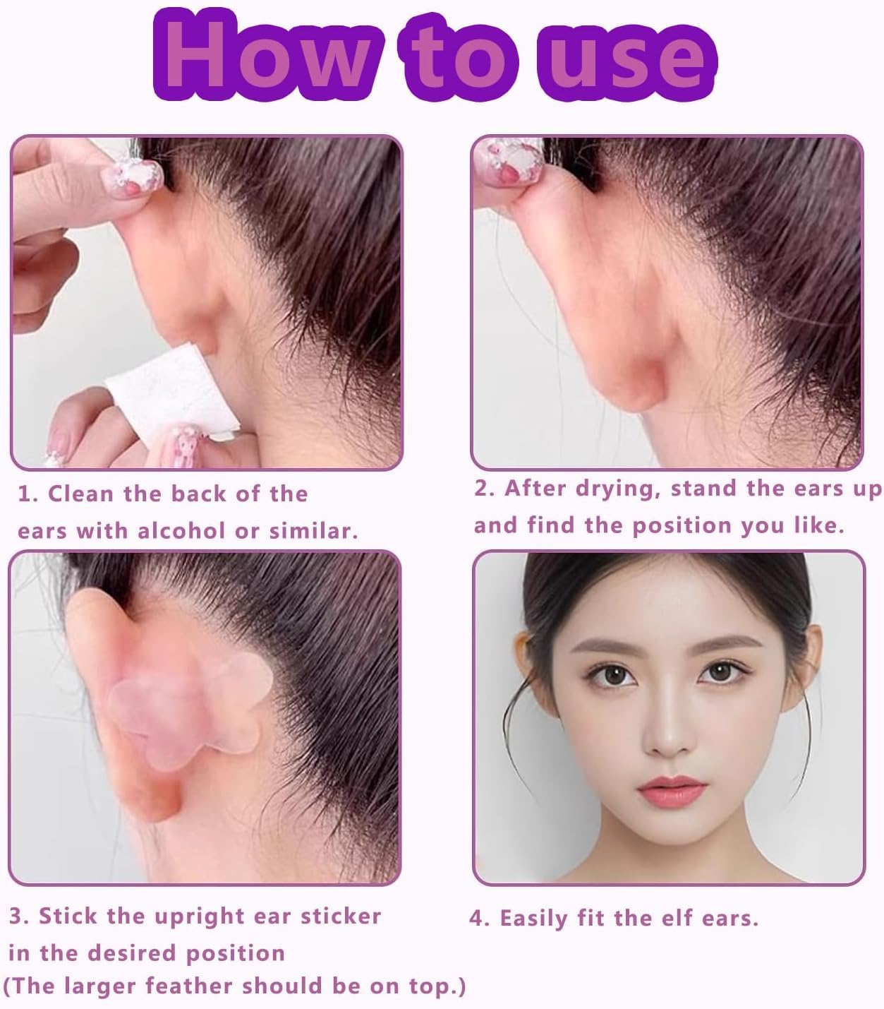 80PCS Ear Correctors Adults, Ear Corrector, Ear Corrector for Prominent Ears Support, 80 PCS Transparent Silicone Ear Stickers, Comfortable and Discreet Solution for Wear