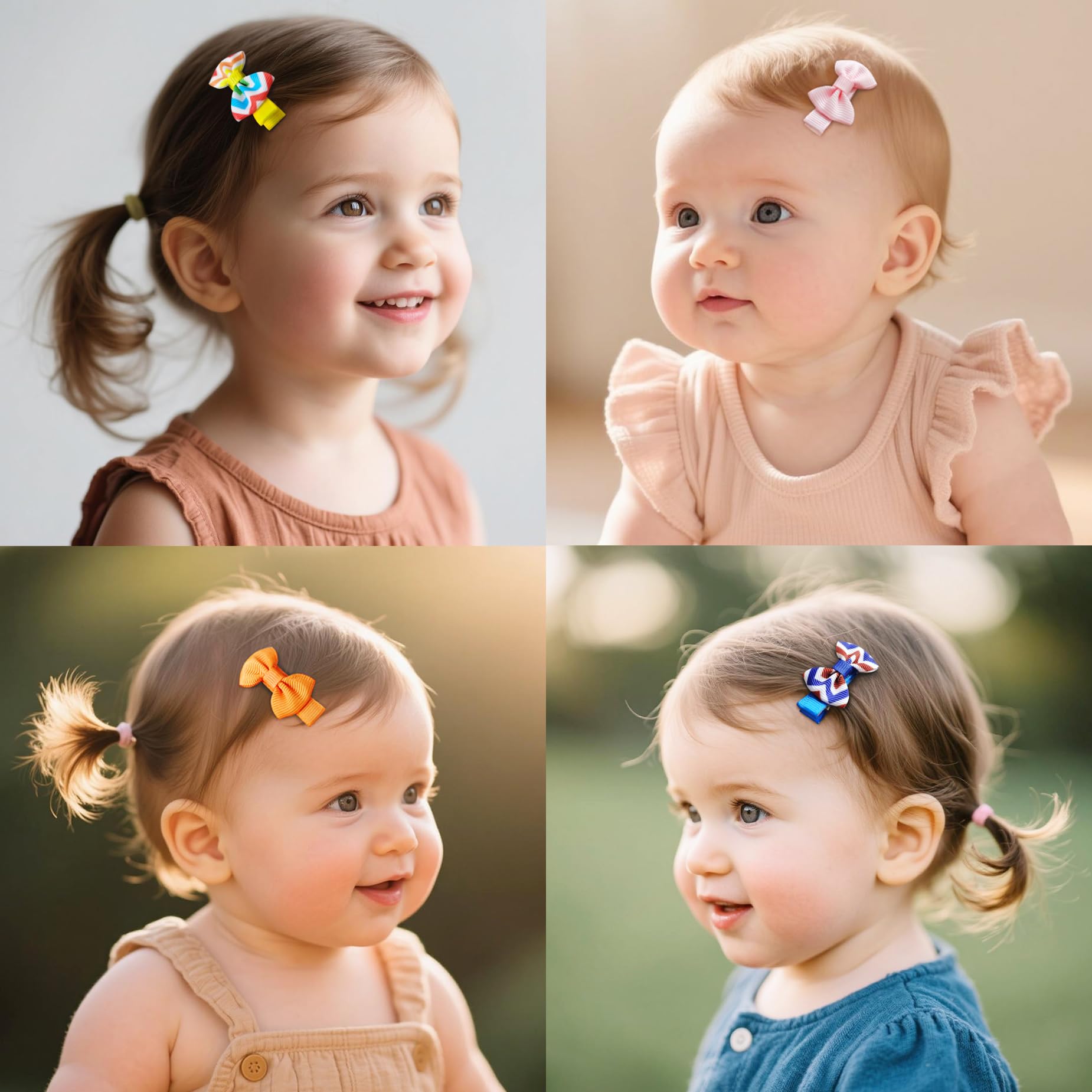 60Pcs Baby Girl Hair Bows 1.6 inch Mini Tiny Small Fully Lined Clips for Infant Toddlers (30 pairs)
