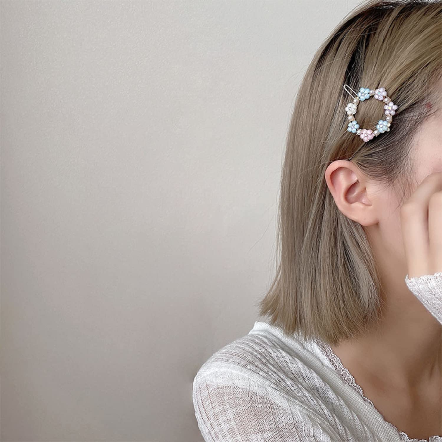 ANNACREATIONS 8 Pcs Korean Style Gold Metal Pearl Geometric Stone Lock Hair Pins Hair Clip Hair Accessories Jewellery for Women And Girls