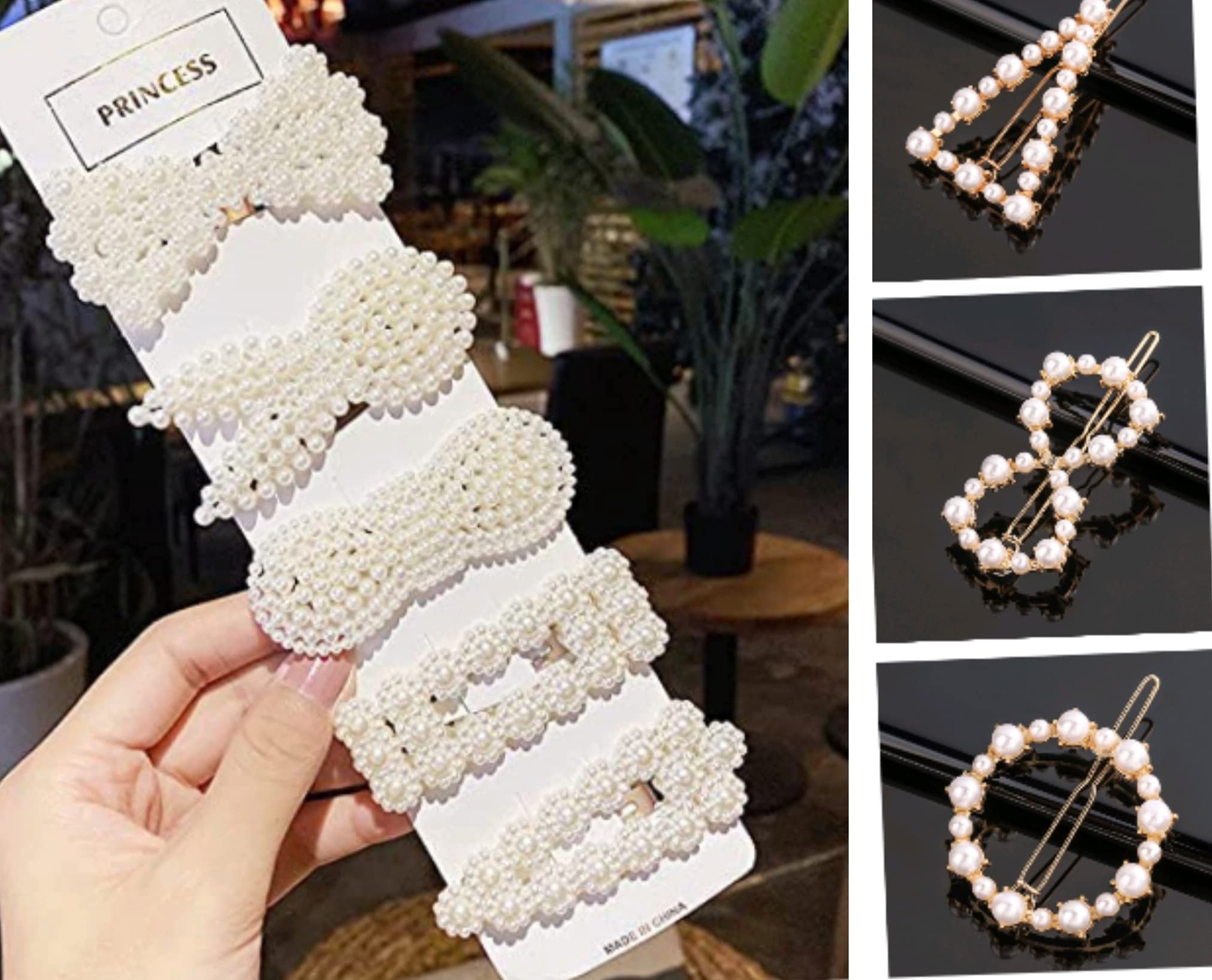 ANNACREATIONS 8 Pcs Korean Fashion Style Pearl Metal Hair clips Tic Tac Hair Barrettes Set Hairpin Hair Clip, Lock Pin Jewelry Hair Accessories For Women's And Girls, White