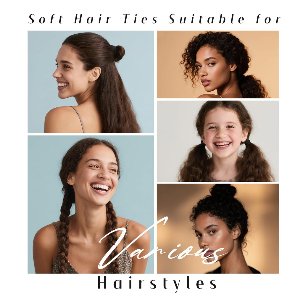 50 Pack Dreamlover Seamless Thick Cotton Hair Rubber Bands, Elastic Durable Ponytail Holders Hair Ties, Ponytail Buns Headbands, No Crease And Damage Hair Accessories For Kids, Girls And Women (Black)