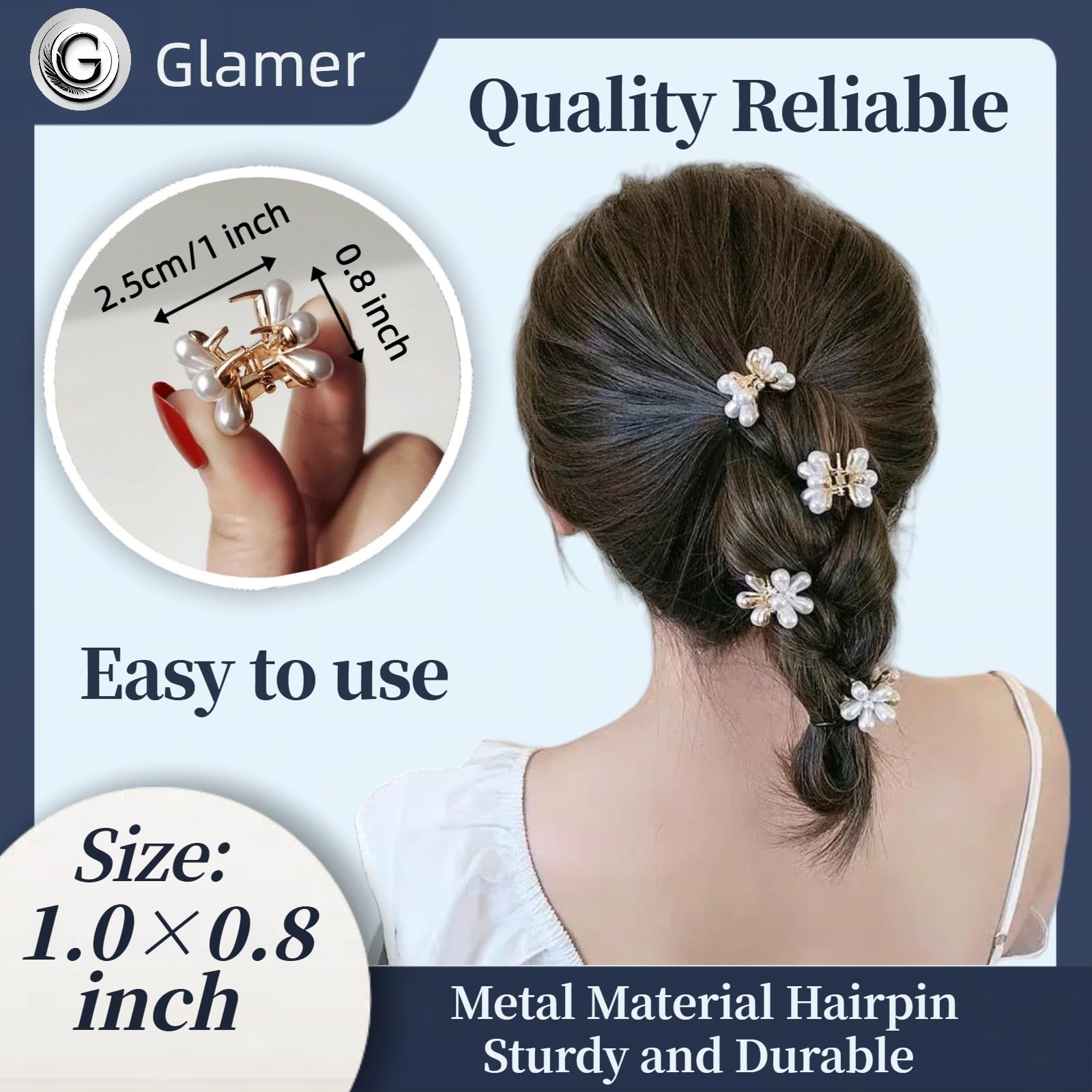 10 Pcs Mini Cute Flower-Shaped Hair Clips for Girls, Multicolor Crystal Hair Barrettes for Long Braid Hairstyles, Pearl Hairpin for Women Hair Accessories (10 Pcs- Mix Color)