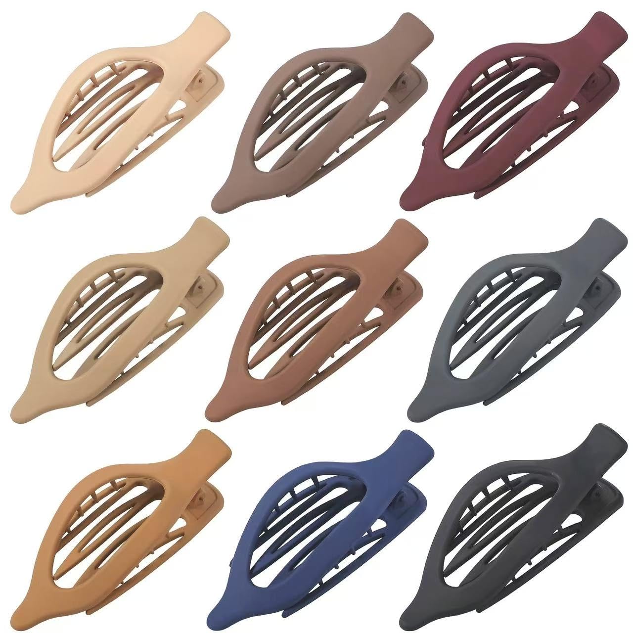 9 Pack Flat Hair Clips for Women, Matte Claw Clips for Thick & Thin Hair (Multicolor)