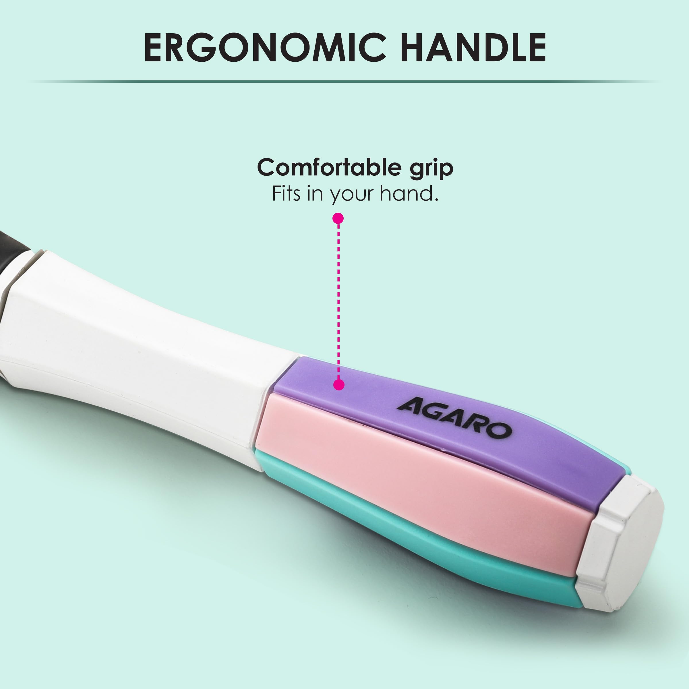 AGARO Classic Flat Hair Brush with Strong & flexible nylon bristles, having Anti-static ball tips, For Grooming, Volumising & Back Brushing, ideal for Men & Women, Cyan