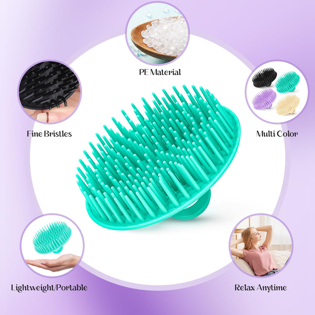 Lot de 4 brosses exfoliantes pour le cuir chevelu, brosse nettoyante antipelliculaire, masseur de cuir chevelu flexible, brosse de douche pour la maison, le bureau, les voyages et les animaux de compagnie - BBTL