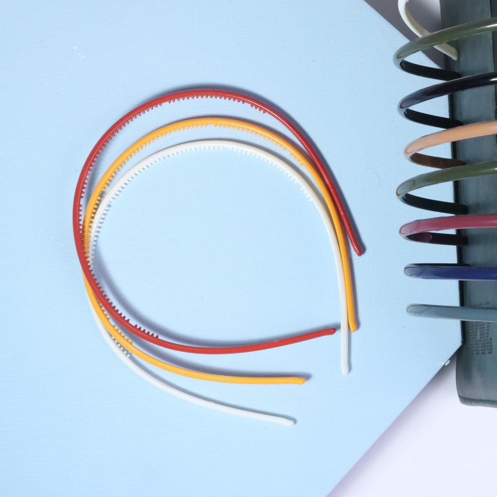 ANNACREATIONS Plastic Headbands with Teeth – Pack of 12 Durable, Lightweight Sports Hair Bands for Women, Girls, Teens & Kids – 0.5cm Non-Slip Hair Accessories (Gloss Finish)