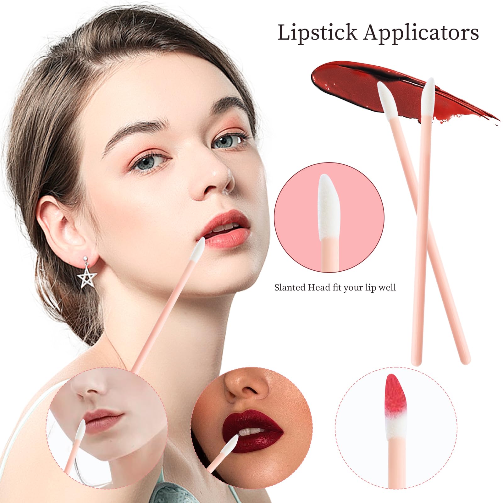 50 Pcs Disposable Lip Wands Applicator, Lipstick Brush,Makeup Gloss Wands,Makeup Applicator Beauty Tool Kits (light pink, 50pcs)