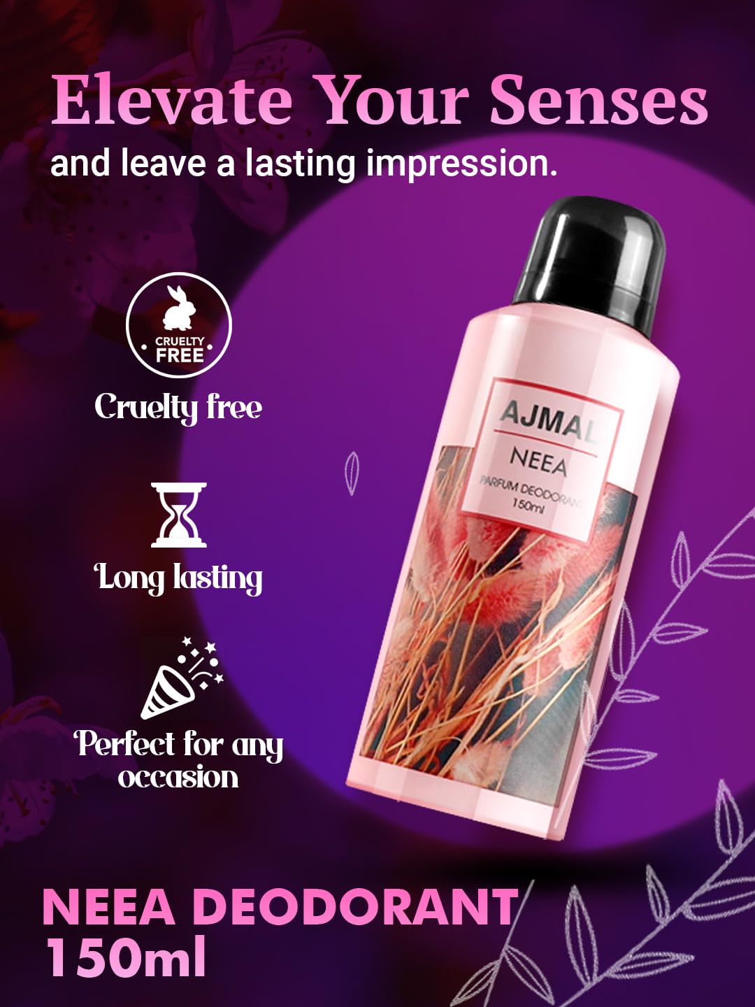 Ajmal Neea Deodorant Floral Perfume 150ML Long Lasting Scent Spray Gift for Women, Online Exclusive