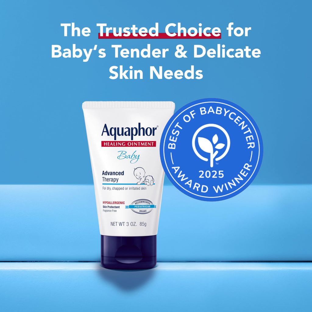 Aquaphor Baby Healing Ointment Diaper Rash and Dry Skin Protectant, 3 oz (Pack of 3)