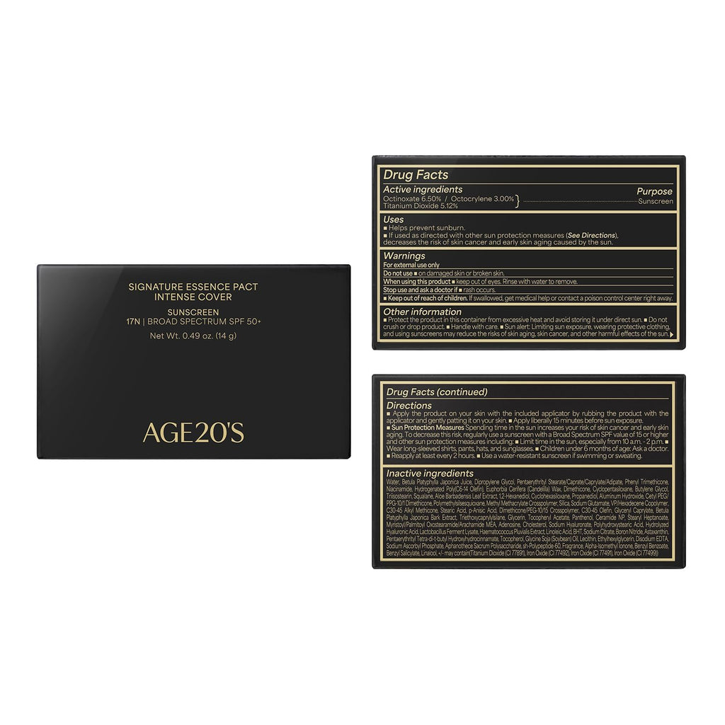 AGE20'S Signature Essence Pact SPF 50+ | Pack of 2 | 23W BEIGE | Cream Foundation, Dewy Finish, Natural Coverage | Korean Cushion Foundation