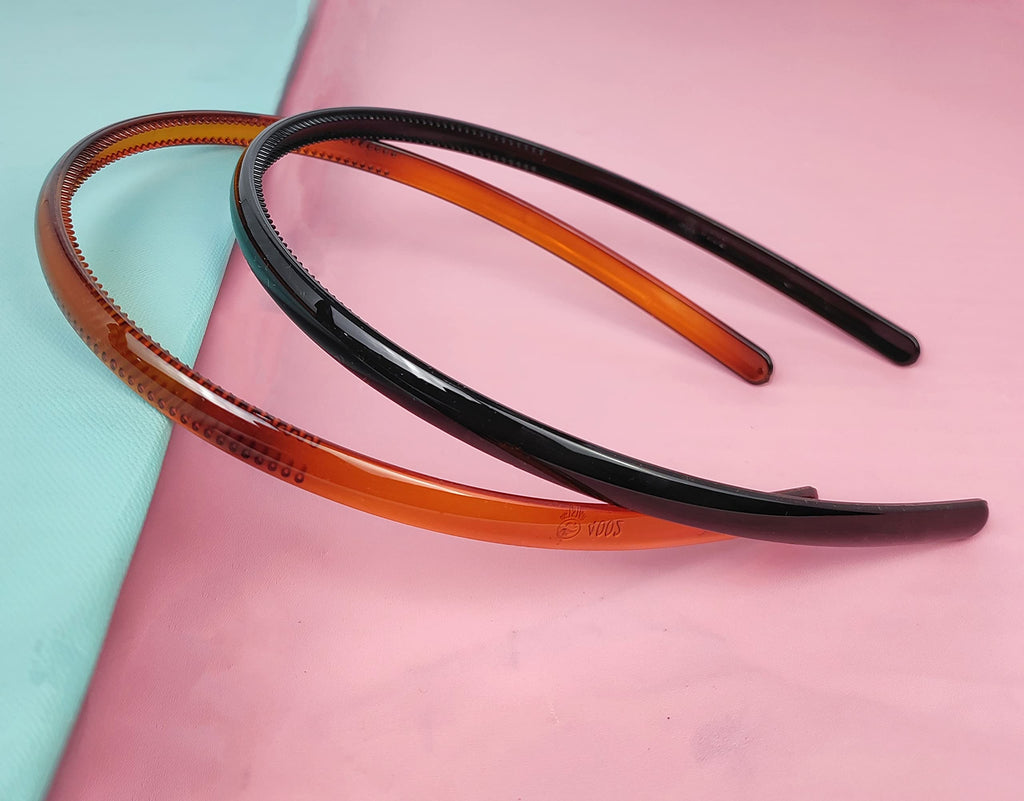 ANNACREATIONS Plastic Headbands with Teeth – Pack of 12 Durable, Lightweight Sports Hair Bands for Women, Girls, Teens & Kids – 0.5cm Non-Slip Hair Accessories (Gloss Finish)