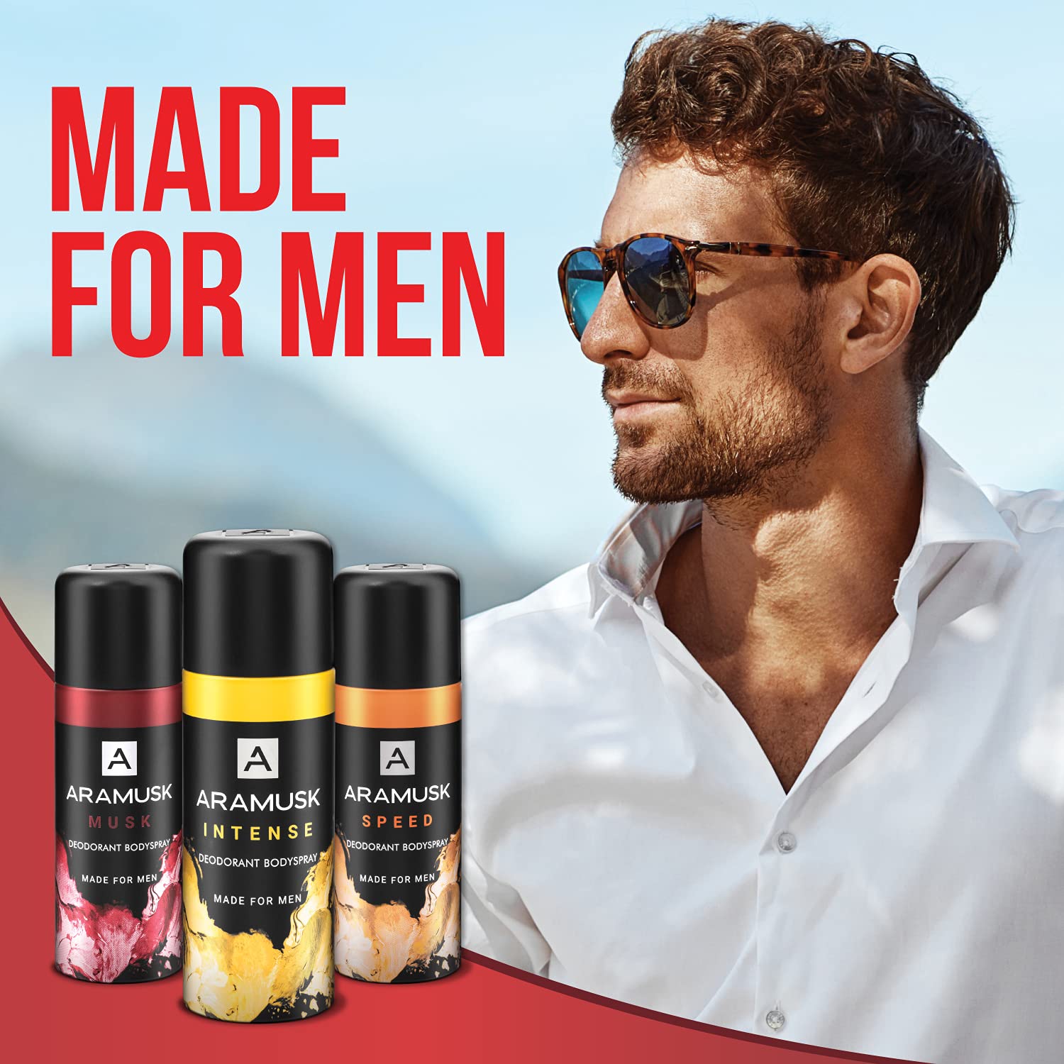 Aramusk Deodorant For Men With Long Lasting Fragrance| Musk, Intense, & Speed Everyday Wear Body Spray Assorted Pack| 150ml Each
