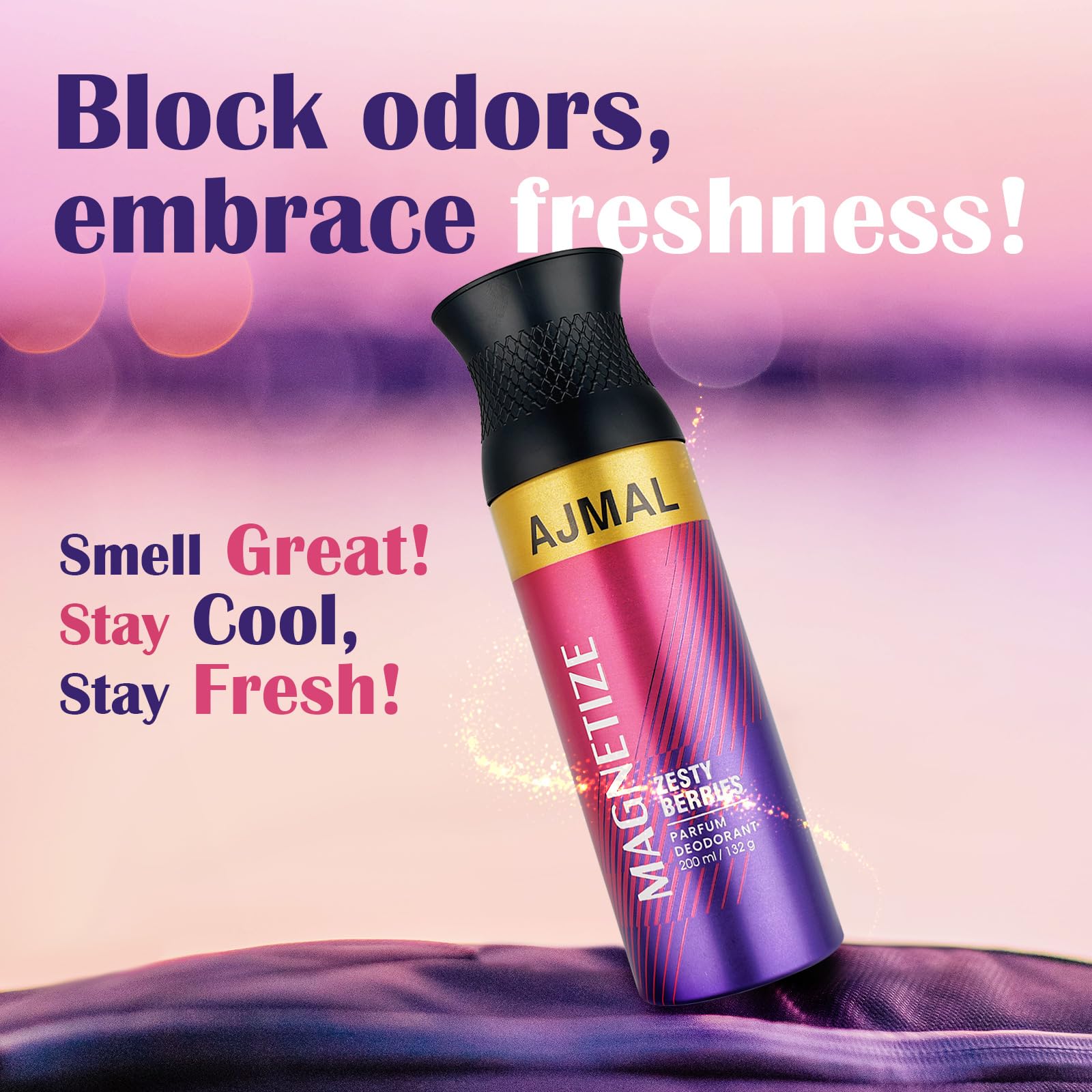 AJMAL Magnetize Deodorant Spray Woody Fragrance 200 Ml Casual Wear For Men & Women + 2 Parfume Testers Free