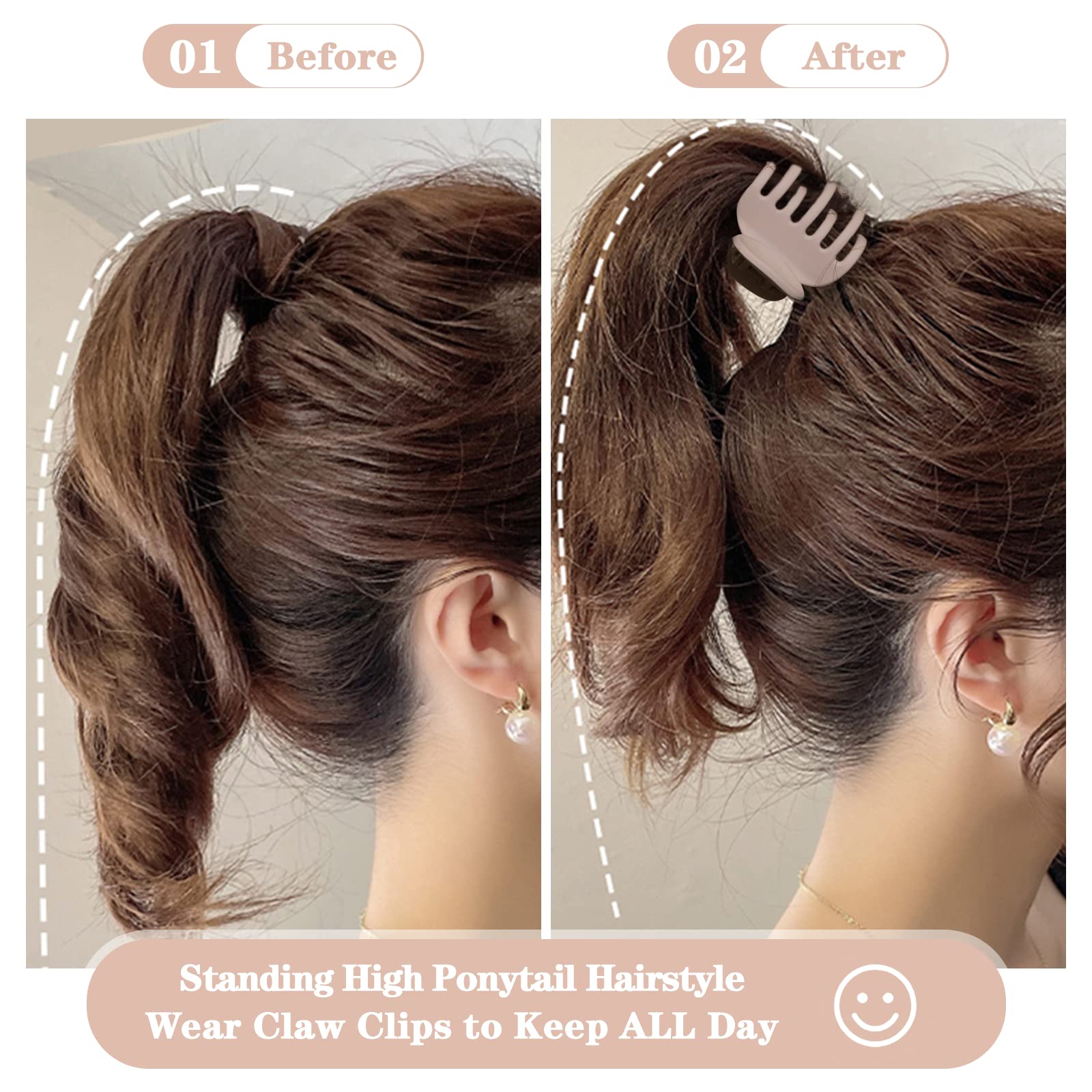 Pinces à cheveux mates à double rangée de dents de 4 cm pour femmes - Pinces à mâchoires à maintien fort pour cheveux fins, clairsemés et épais