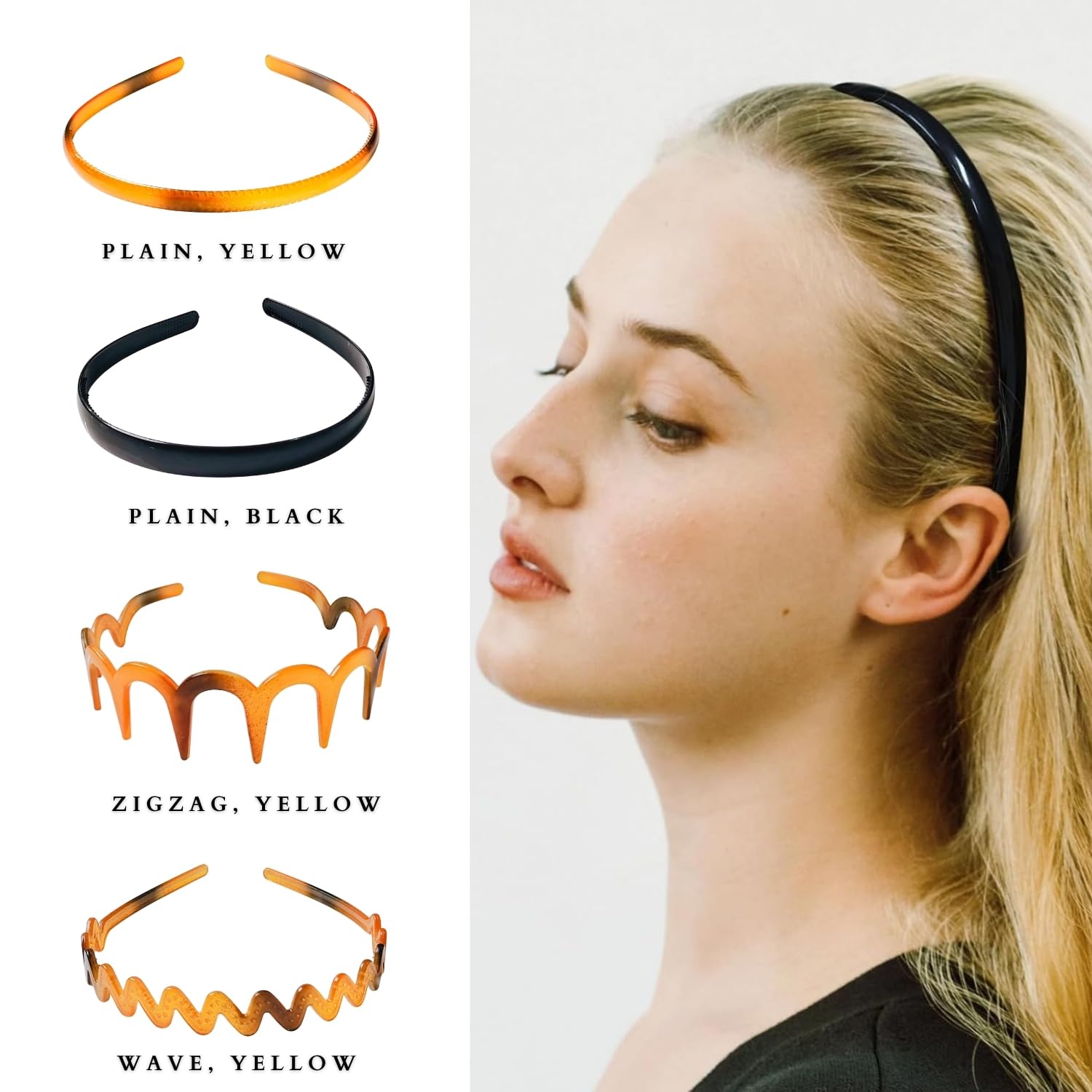 ANNA CREATIONS® 6 PCS Hair Accessories Korean Style shell & black Plastic Hairband Headband combo set for Girls and Woman