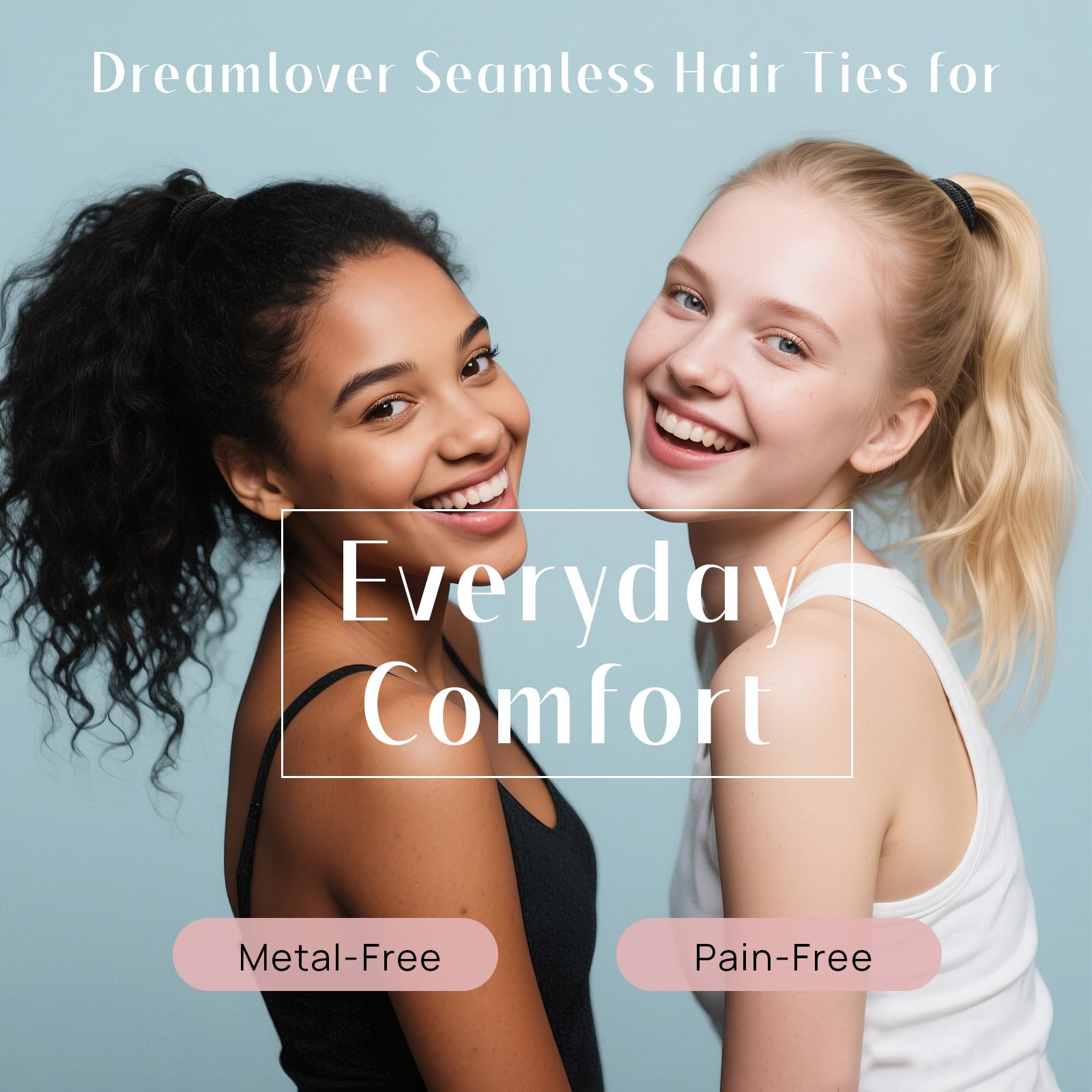 50 Pack Dreamlover Seamless Thick Cotton Hair Rubber Bands, Elastic Durable Ponytail Holders Hair Ties, Ponytail Buns Headbands, No Crease And Damage Hair Accessories For Kids, Girls And Women (Black)