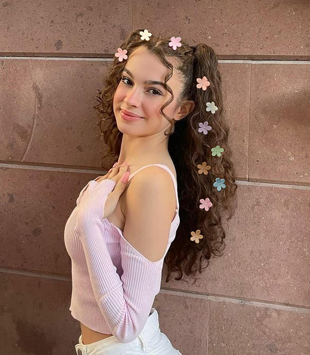 100Pcs Colorful Mini Flower Hair Clips, TEBIEKOY Small Hair Clips Mini Claw Clips Cute Jaw Clips Hair Pins Hair Barrettes Hair Accessories for Women Teens