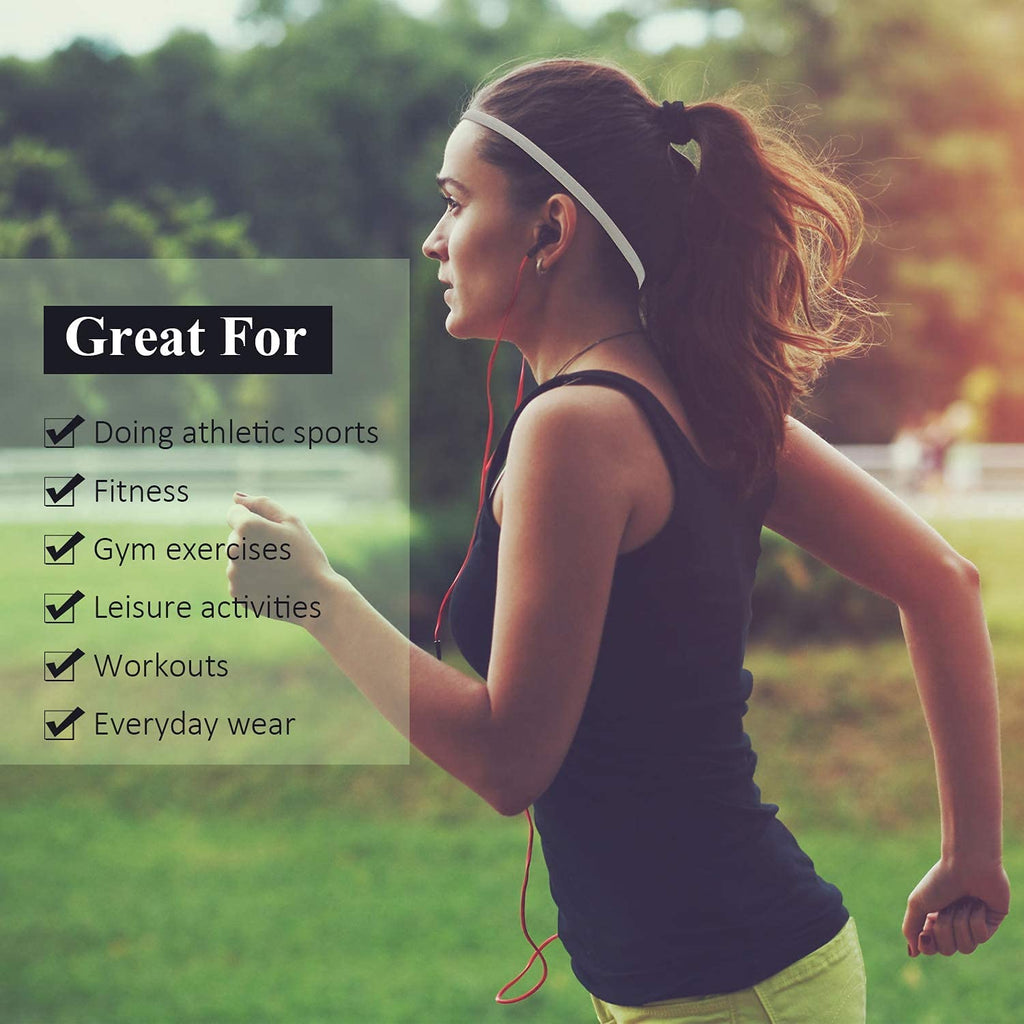 4 Pieces Wide Non-Slip Elastic Sports Headbands - Athletic Skinny Hair Headband for Women, Men, Boys, Girls - Silicone Grip Hairband Mini Stylish Sweat Band - Stays in Place & Great for Working Out