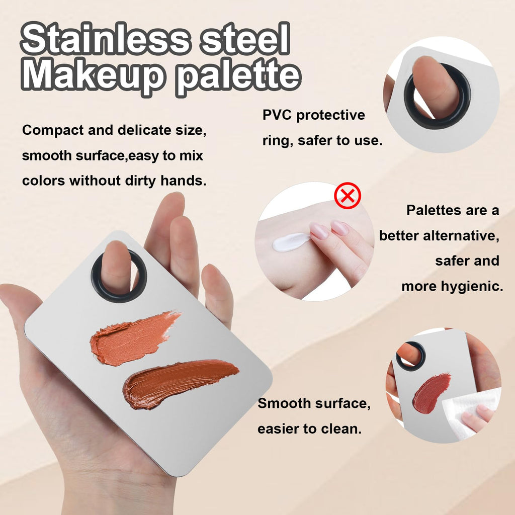 5pcs Professional Makeup Spatula Korean Set with Foundation Spatula Stainless Steel Makeup Palette Acrylic Cosmetic Palette,Reusable Beauty Tools for Facial Cosmetic,Nail Art,Pigment Blending