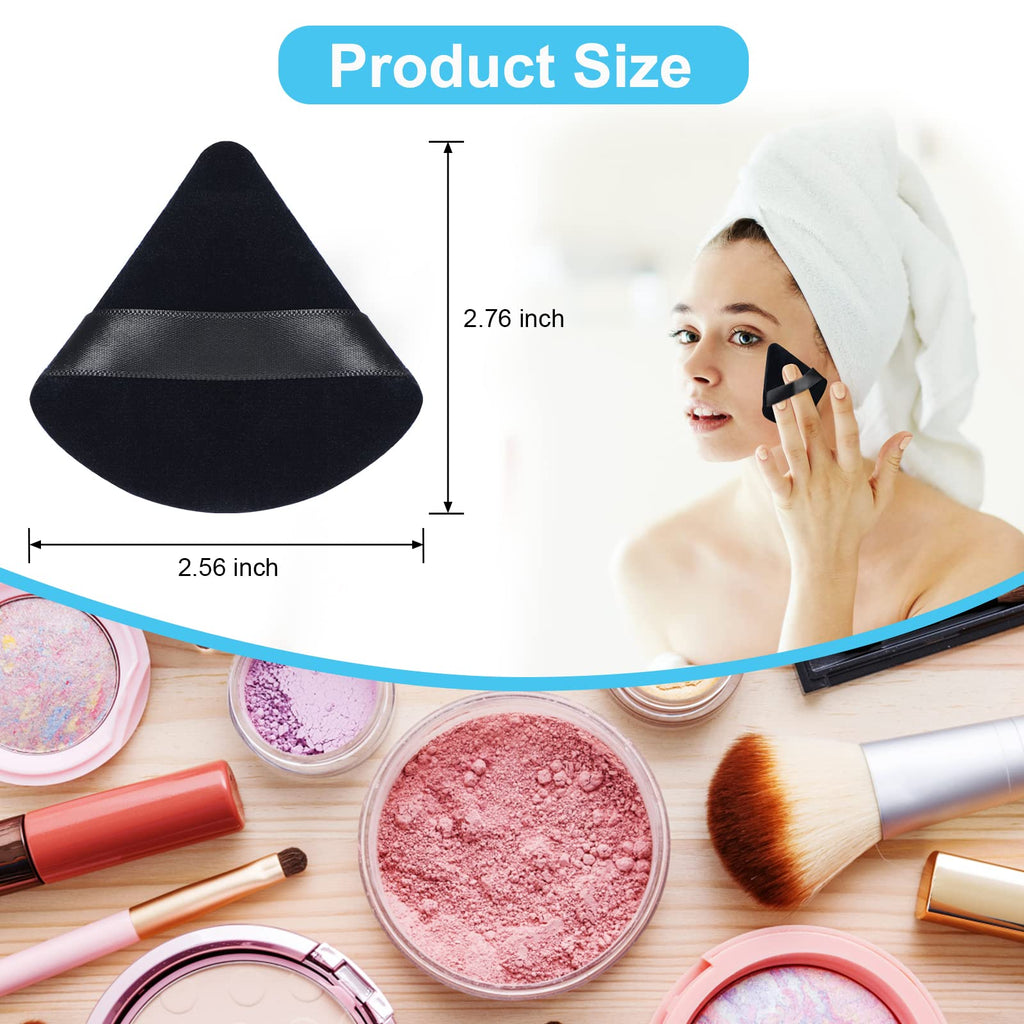 6-Pack Powder Puff Face Soft Triangle Makeup Puff for Loose Powder Mineral Powder Body Powder Velour Cosmetic Foundation Blender Sponge Beauty Makeup Tools(Black)