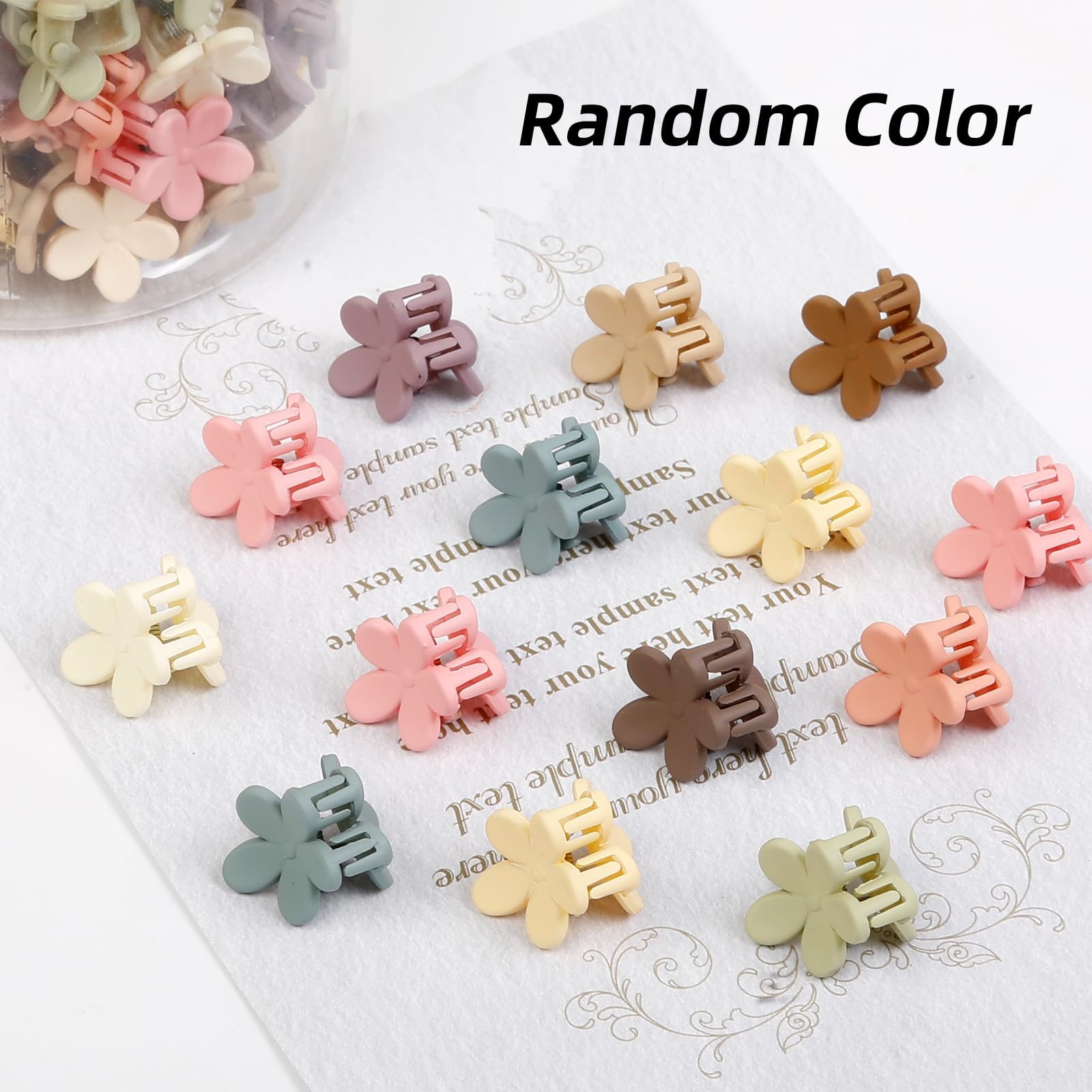 100Pcs Colorful Mini Flower Hair Clips, TEBIEKOY Small Hair Clips Mini Claw Clips Cute Jaw Clips Hair Pins Hair Barrettes Hair Accessories for Women Teens