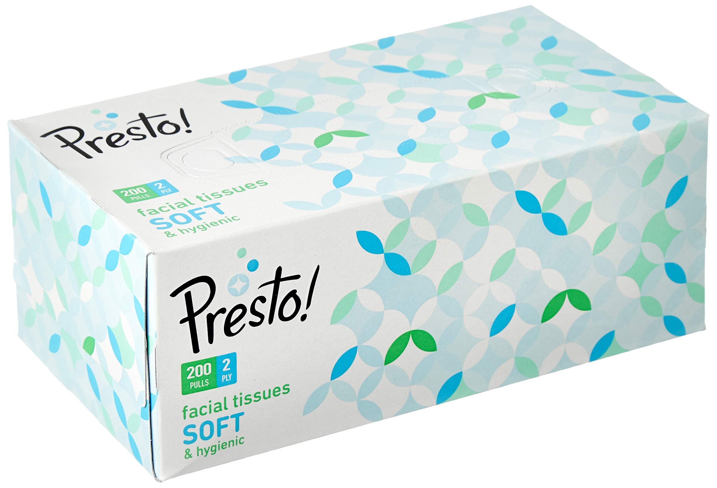Amazon Brand - Presto! 2 Ply Facial Tissue Box | 600 Pulls | 200 Pulls X 3 Cartons | Soft And Highly Absorbent | 100% Natural Virgin Cellulose Fiber